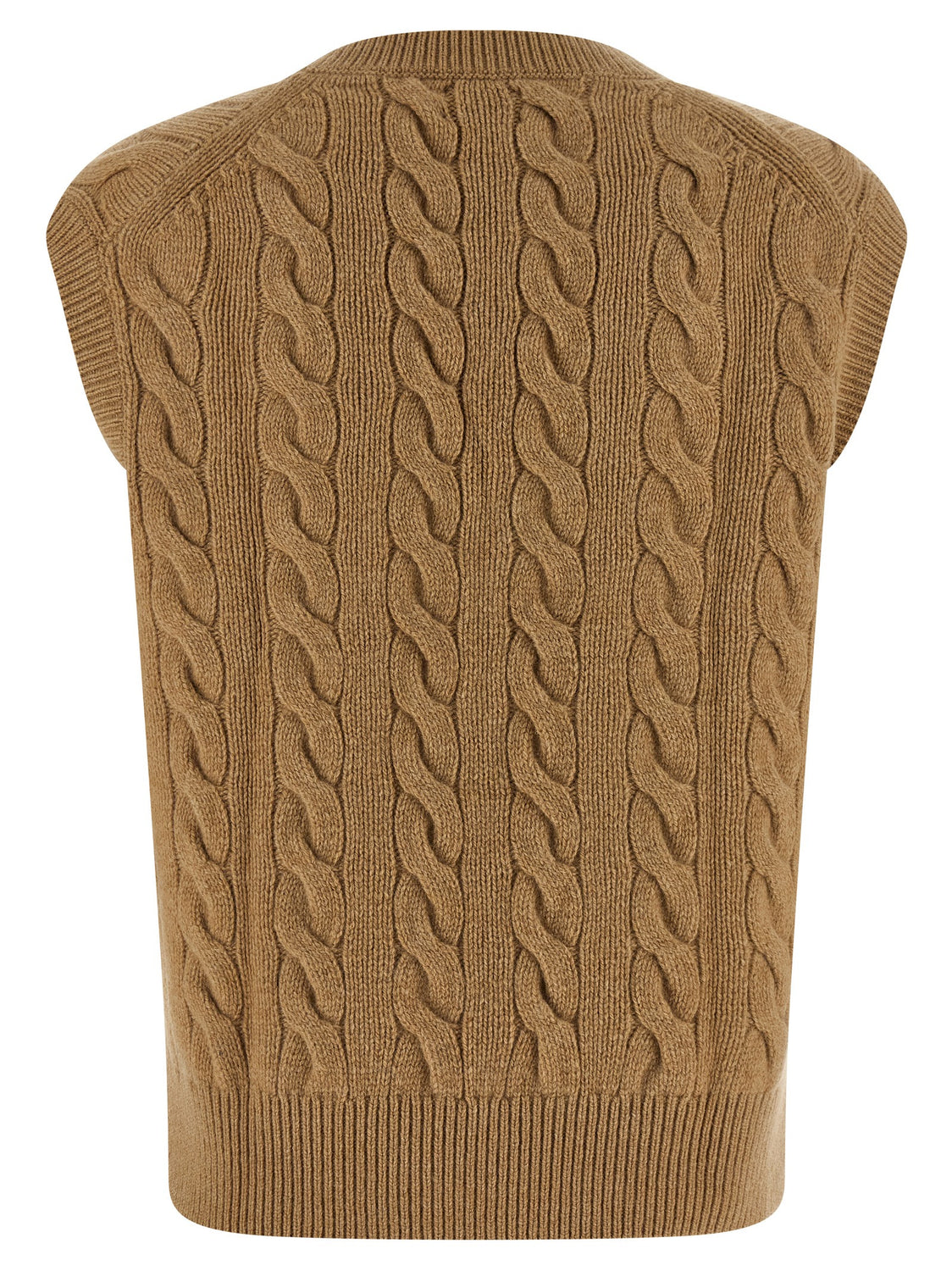 Beige Wool Sleeveless Jacket