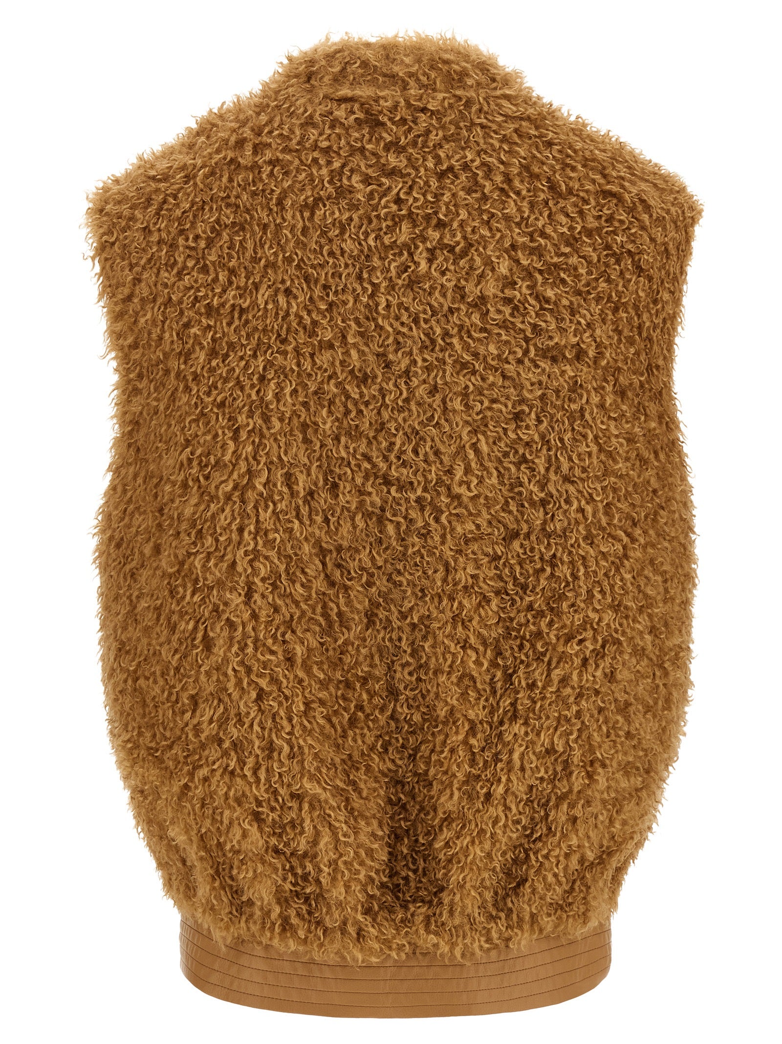 Brown Polyester Sleeveless Jacket