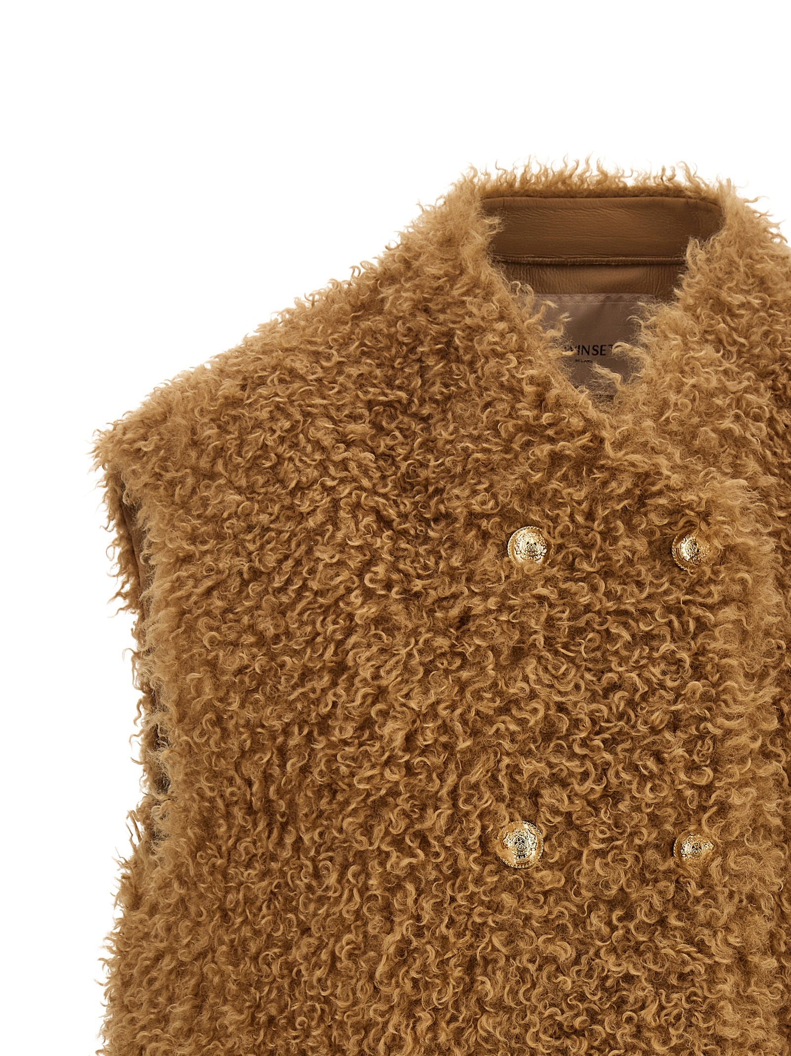 Brown Polyester Sleeveless Jacket