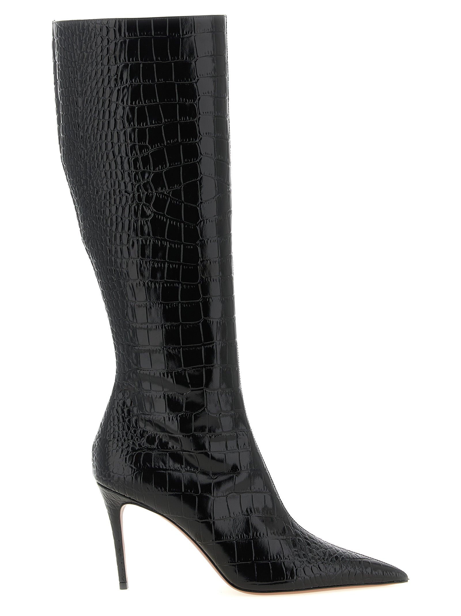 Black Calfskin Over The Knee