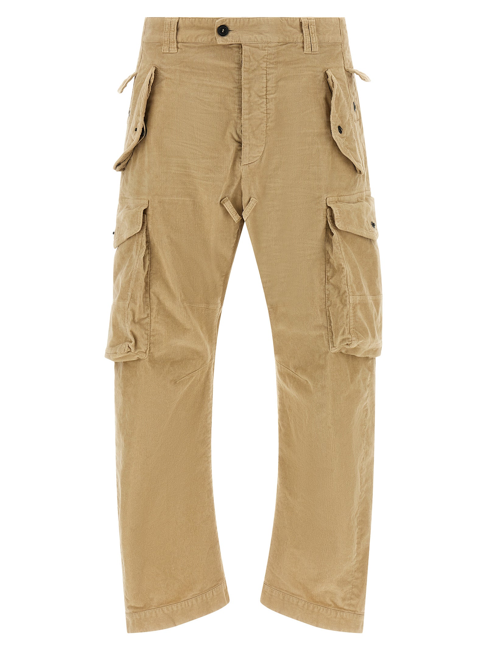 Beige Cotton Cargo Pants
