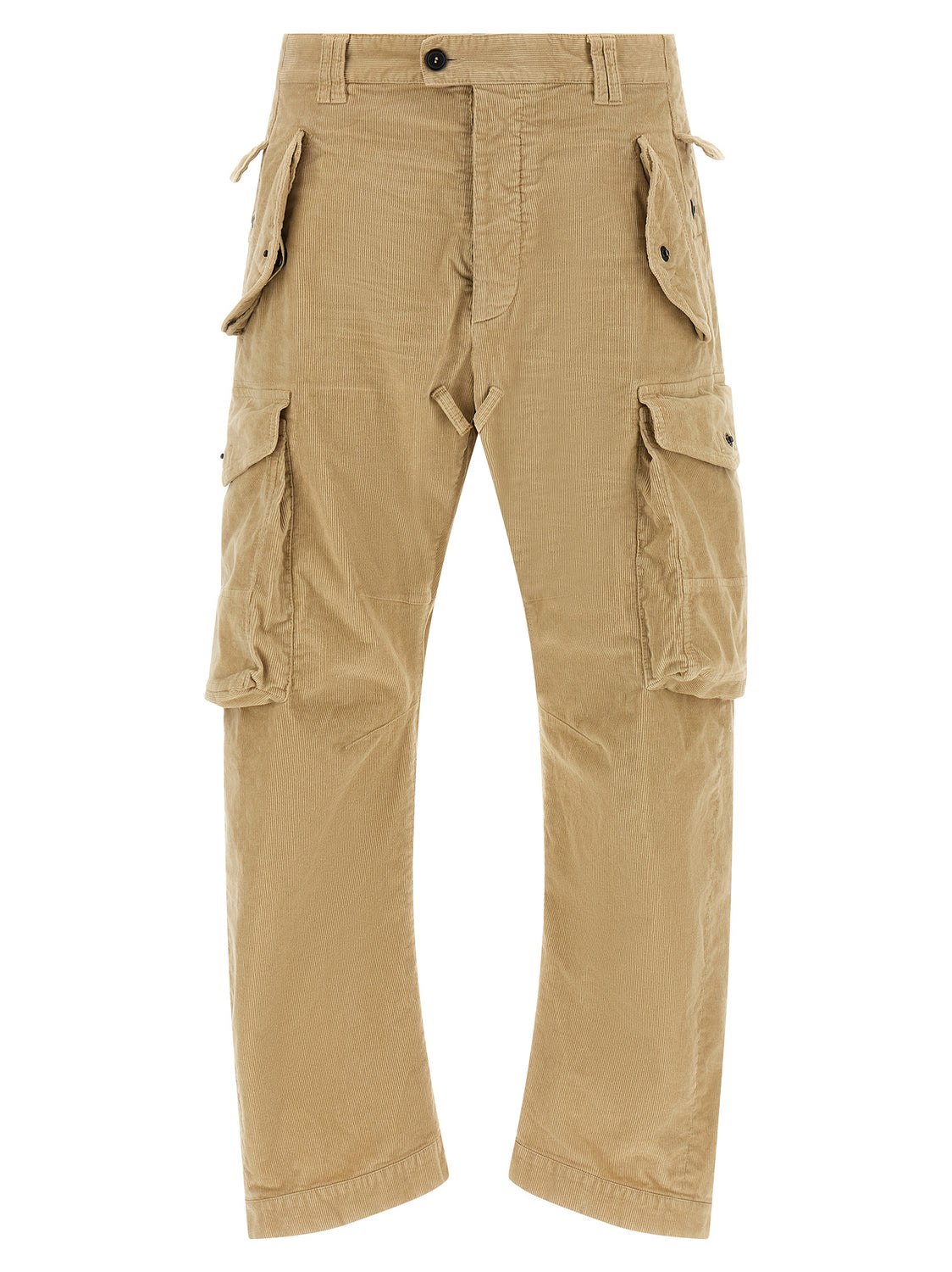 Beige Cotton Cargo Pants
