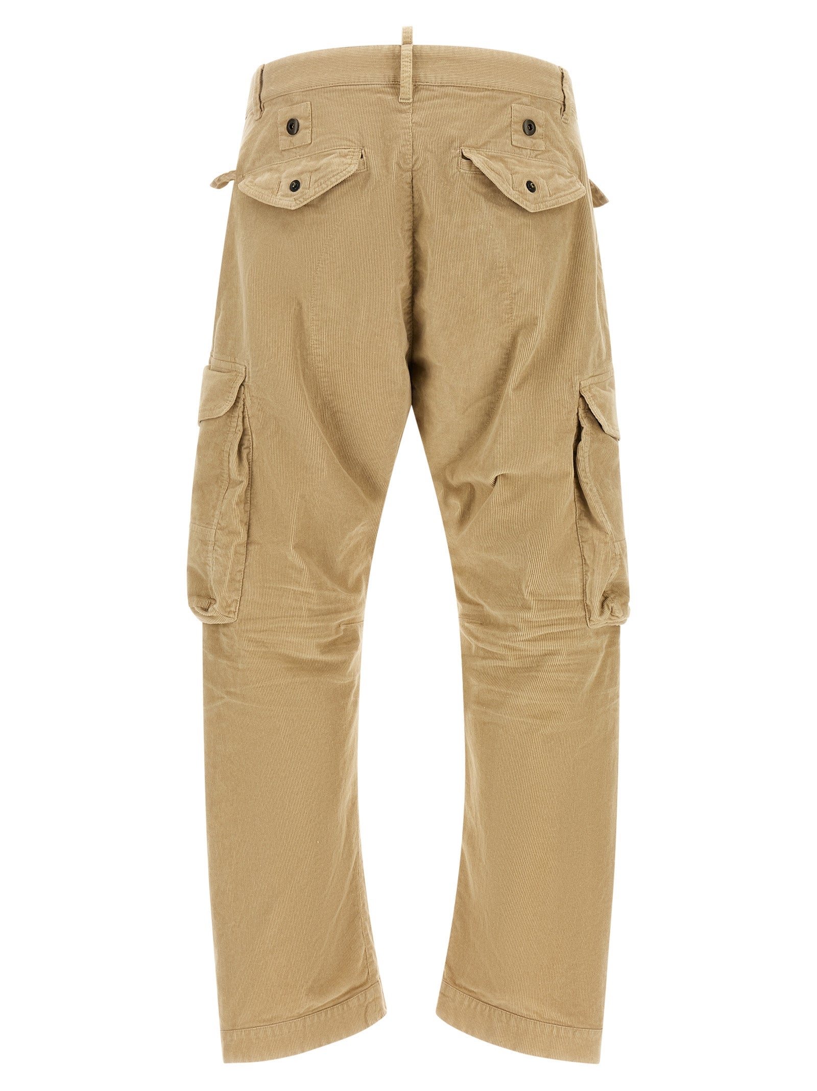 Beige Cotton Cargo Pants