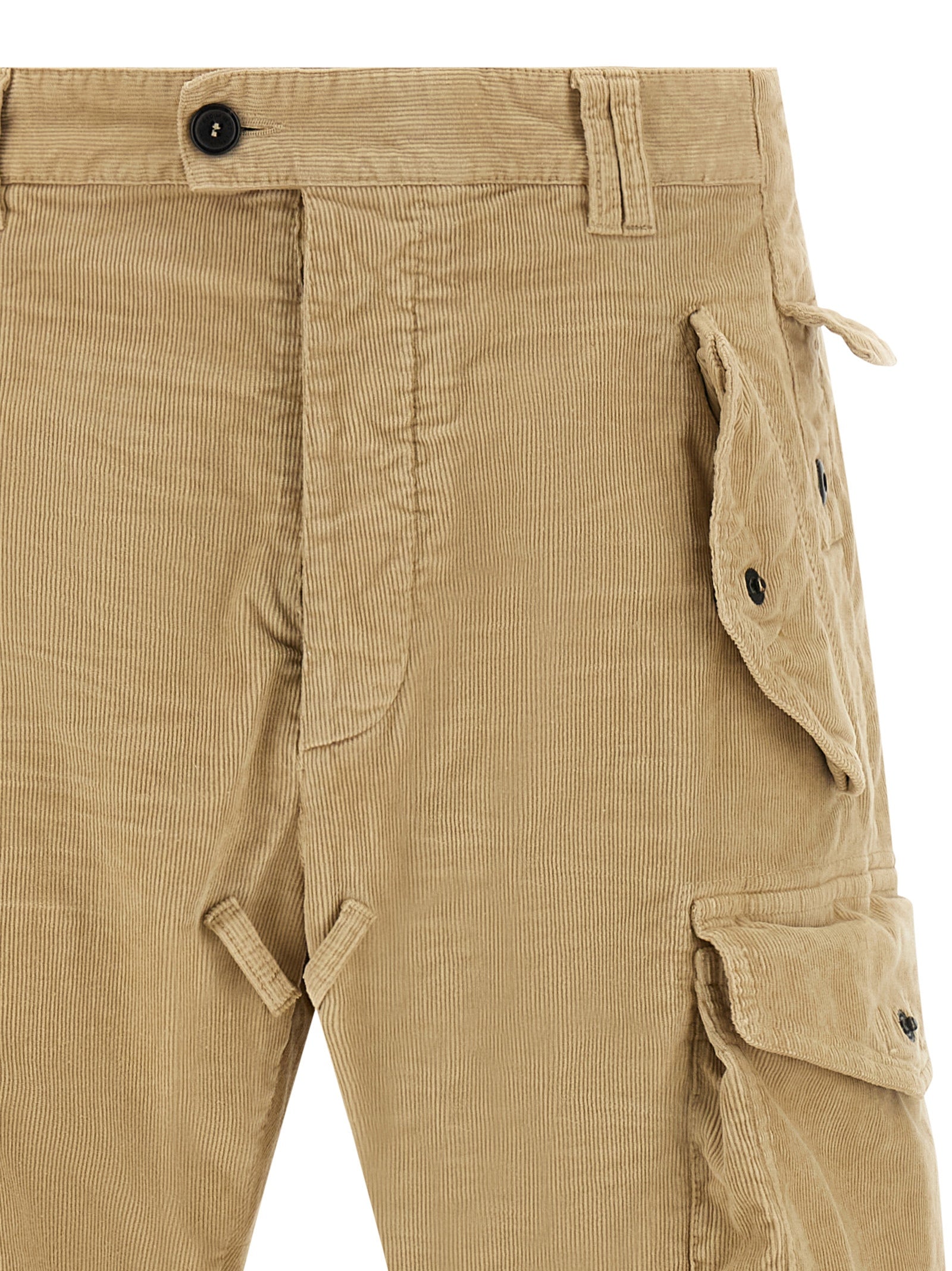 Beige Cotton Cargo Pants