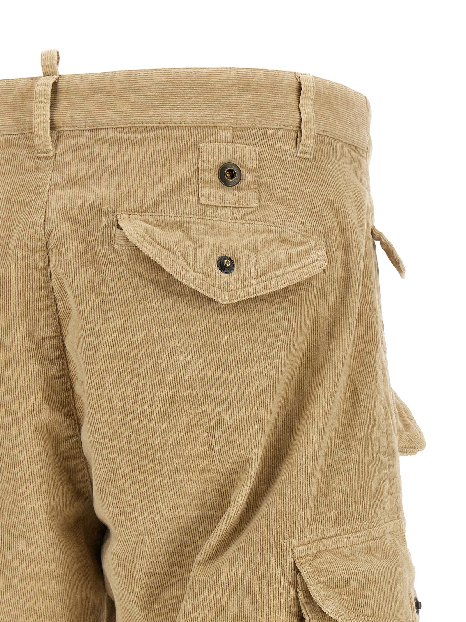 Beige Cotton Cargo Pants