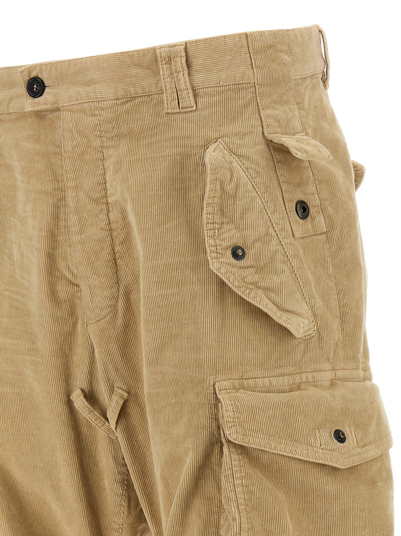 Beige Cotton Cargo Pants