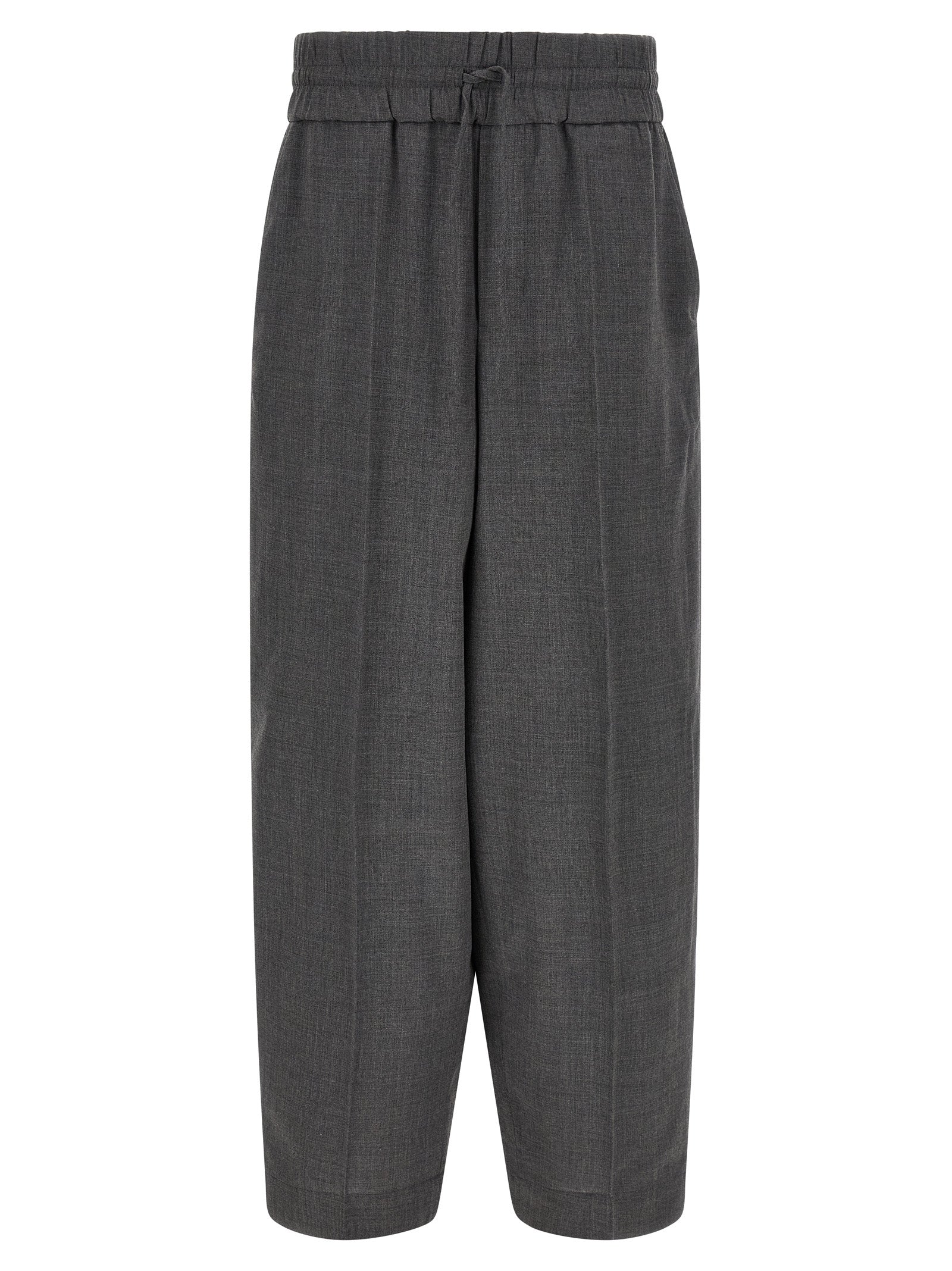 Gray Virgin Wool Casual Pants
