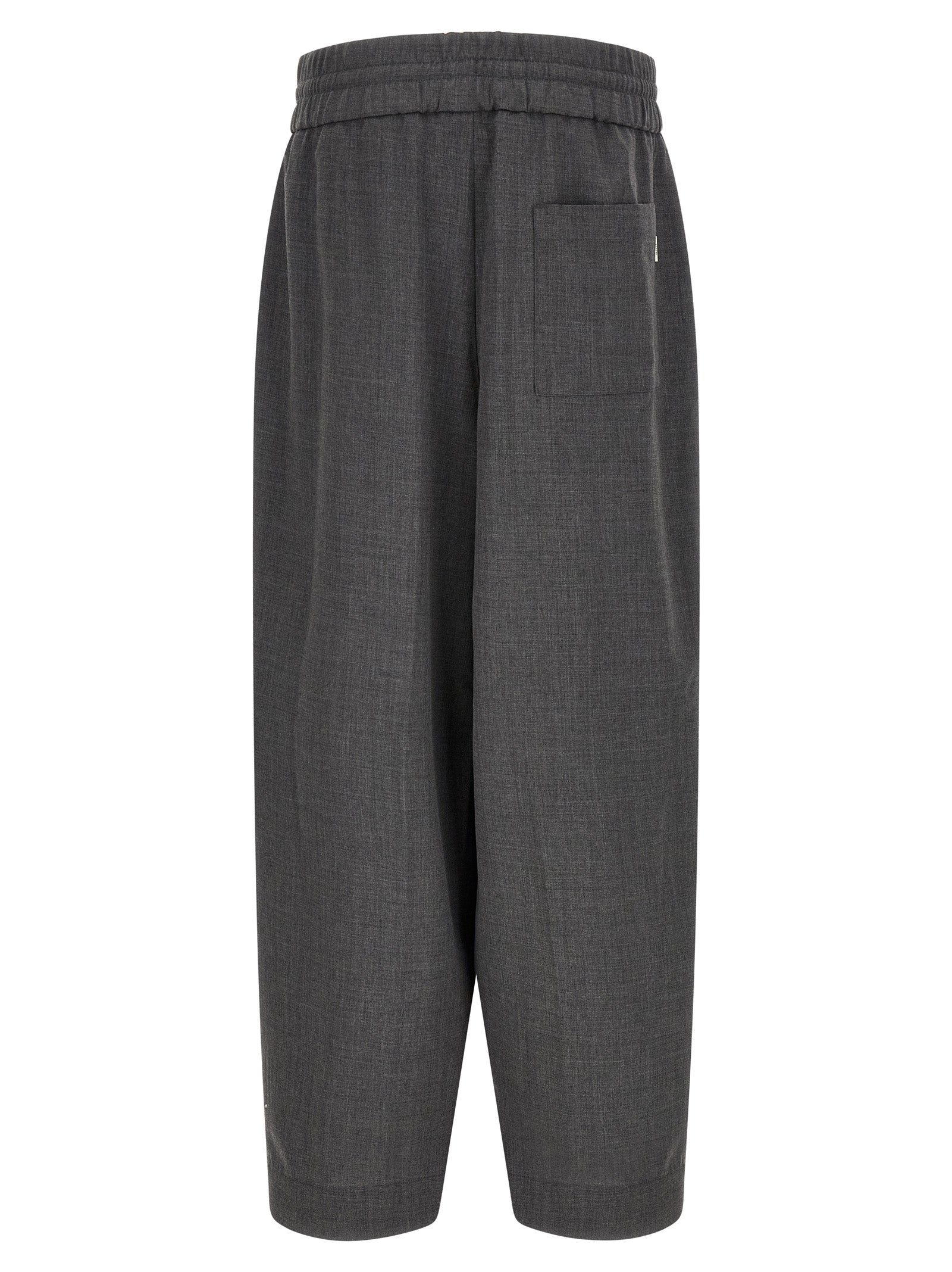 Gray Virgin Wool Casual Pants