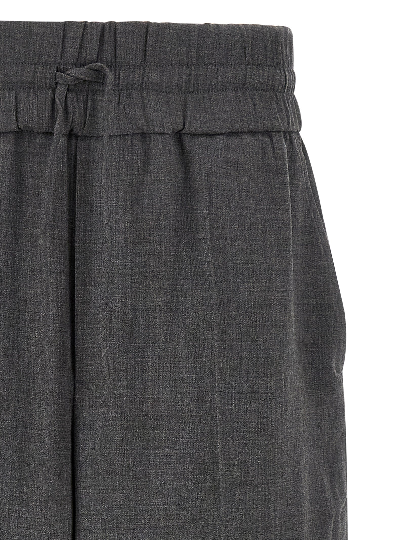 Gray Virgin Wool Casual Pants