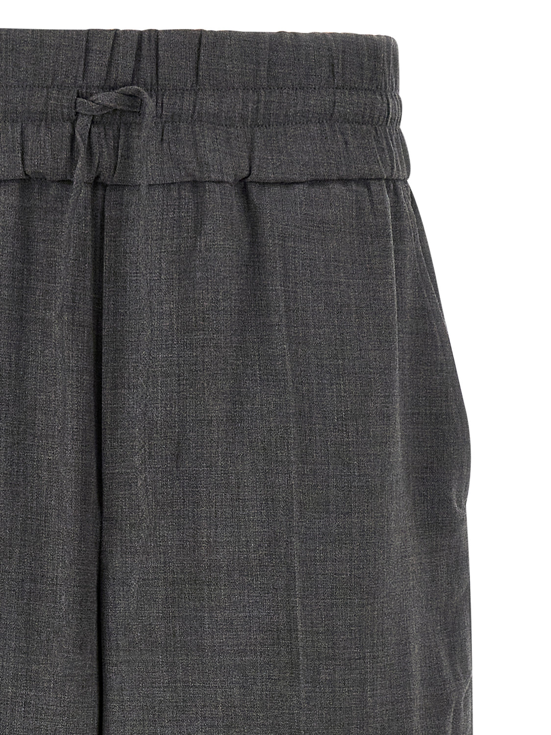 Gray Virgin Wool Casual Pants