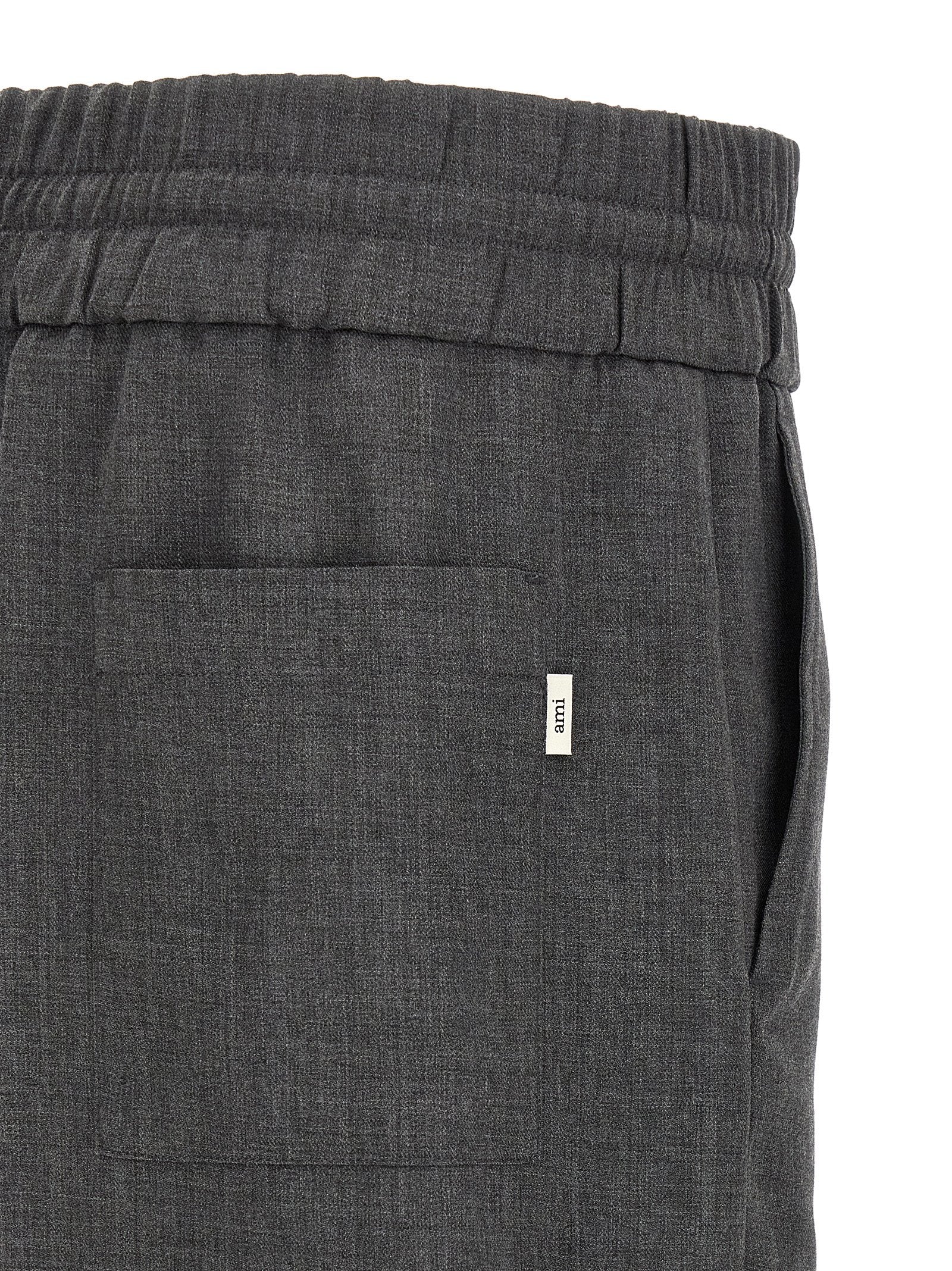 Gray Virgin Wool Casual Pants