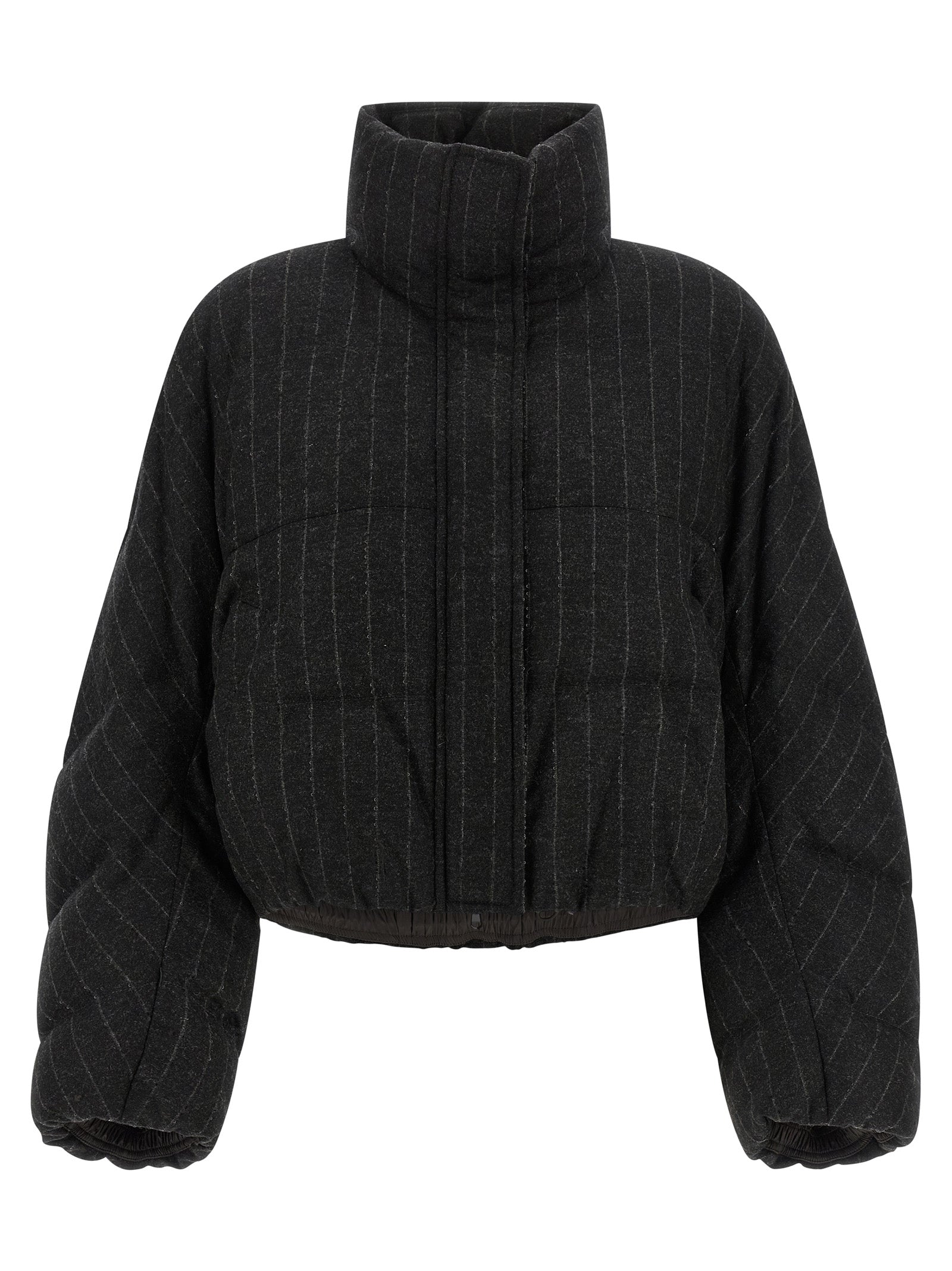 Gray Virgin Wool Full-Length Jacket