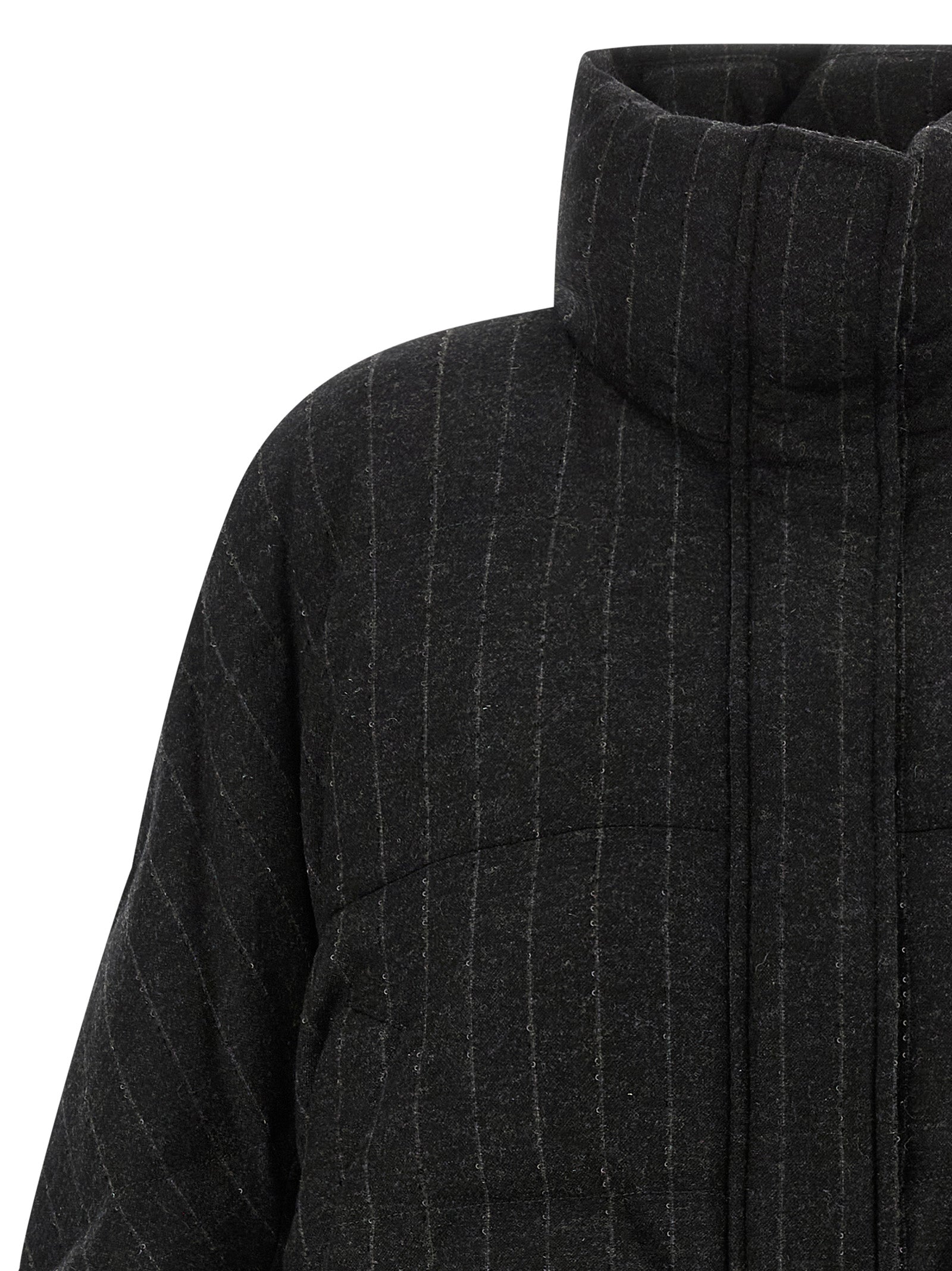 Gray Virgin Wool Full-Length Jacket