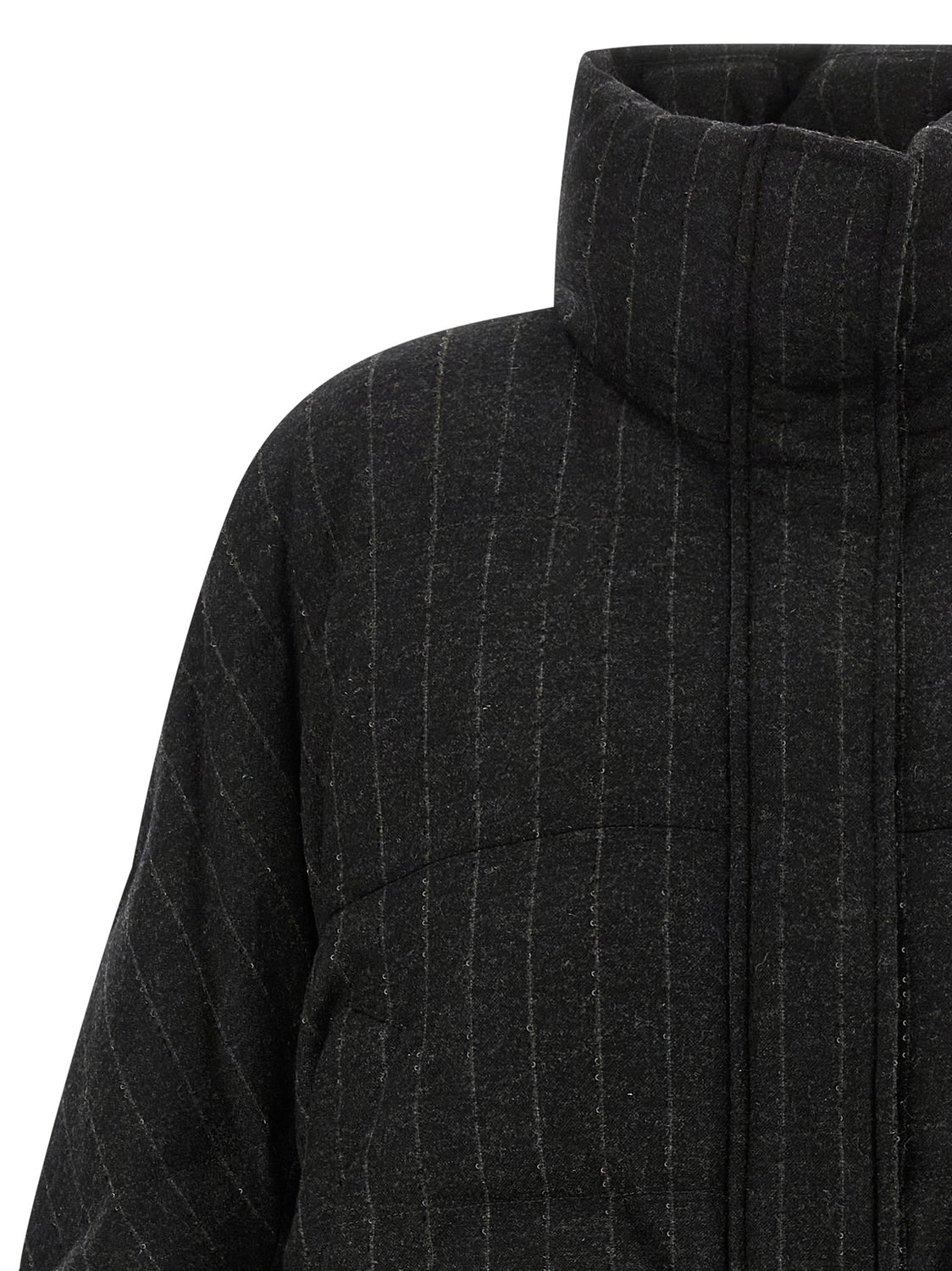Gray Virgin Wool Full-Length Jacket