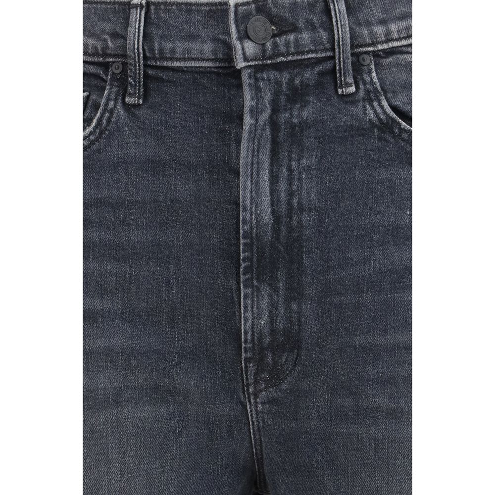 Black Cotton Cropped Jeans