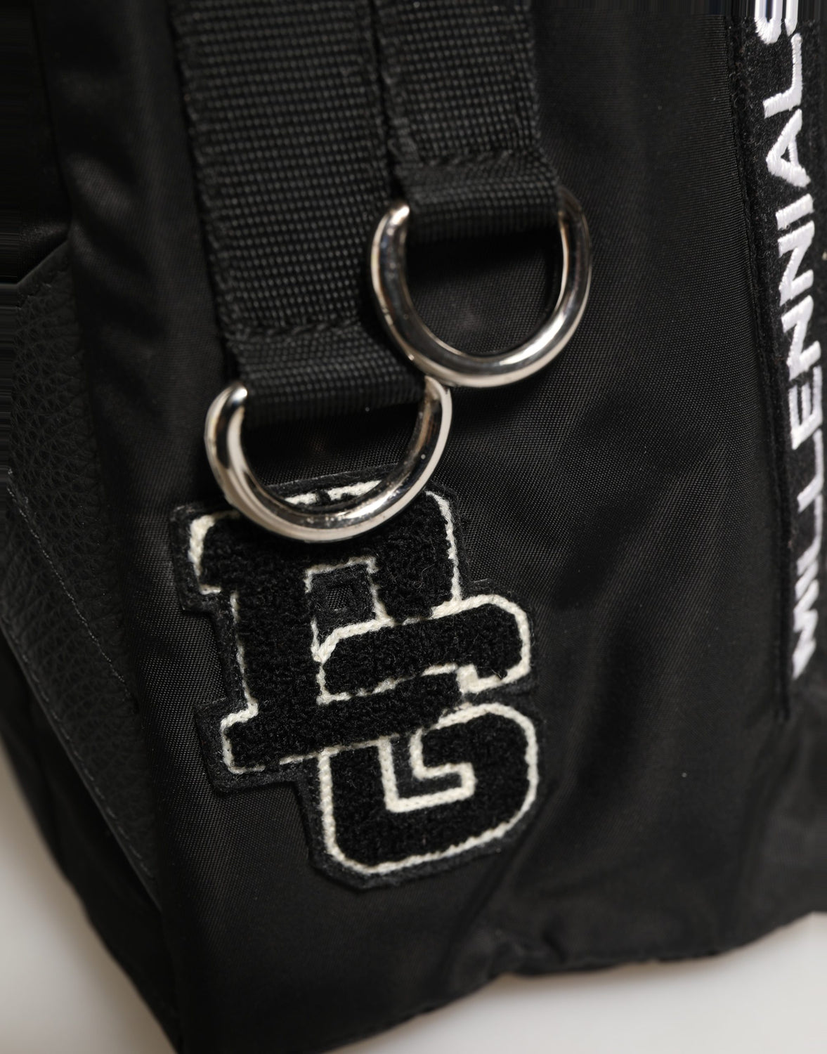 Men Black #DG LOVE Logo Patches Nylon Backpack Bag