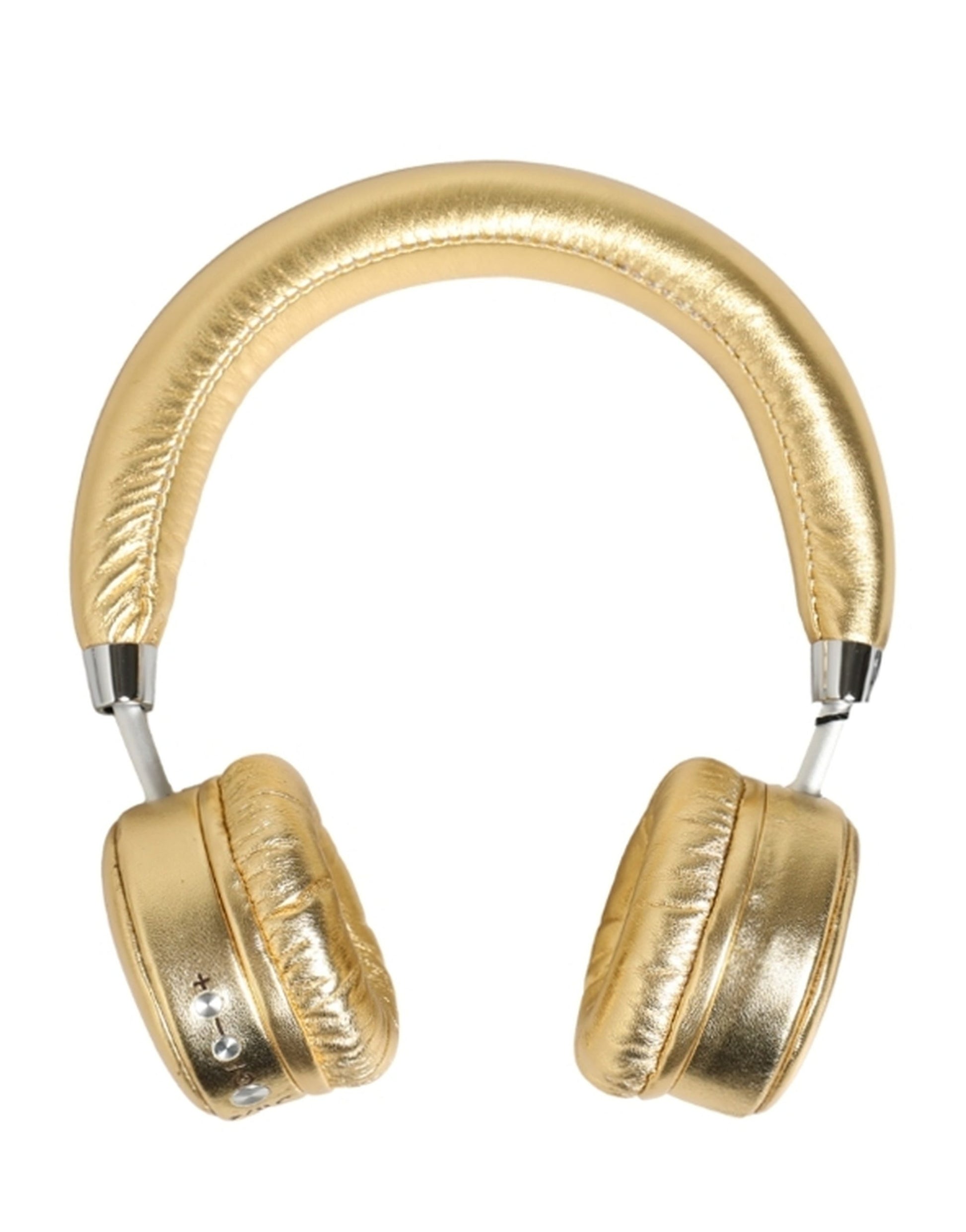 Women Gold Leather Wireless On-Ear Headset Headphones