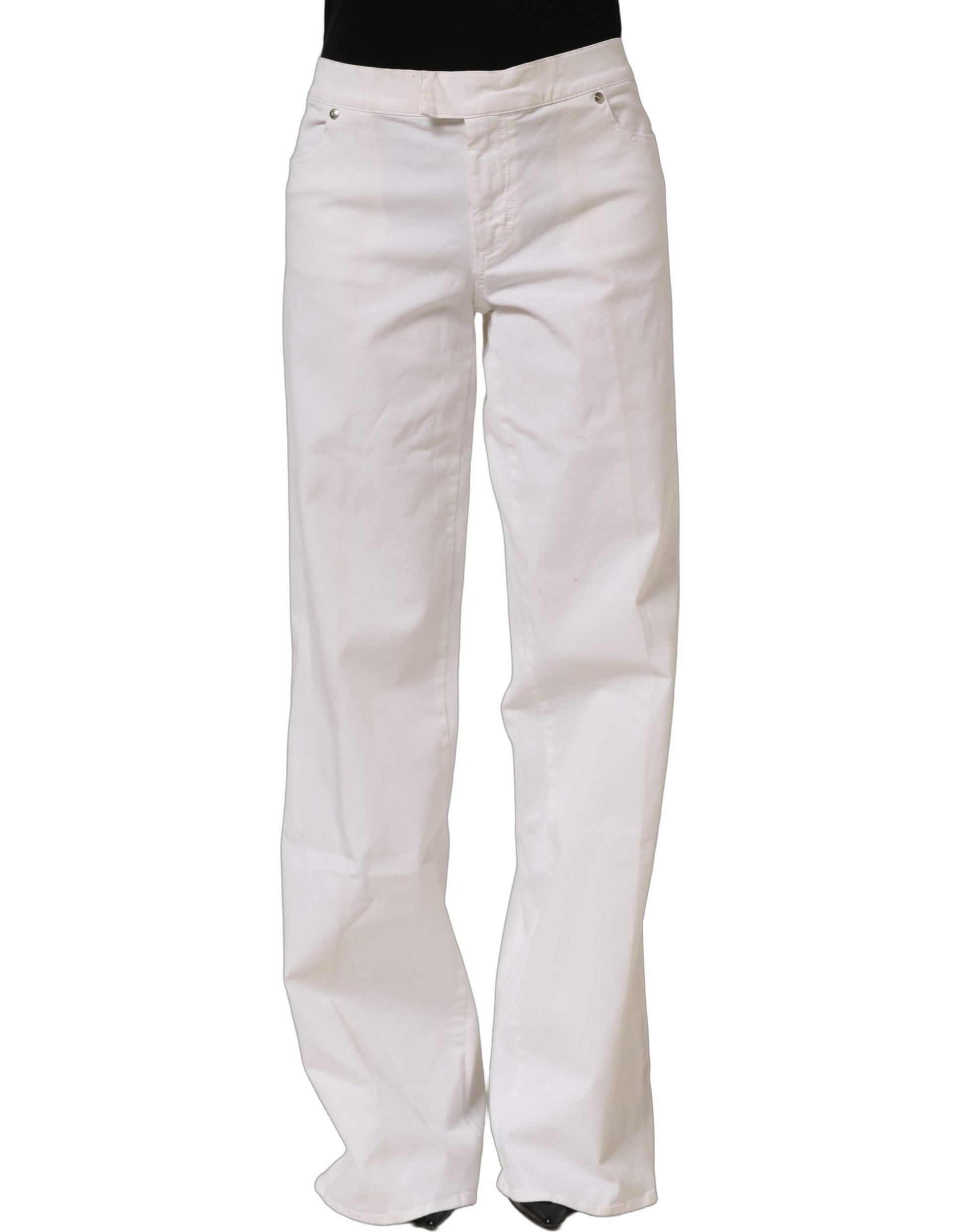 White High Waist Wide Leg Denim Trouser Jeans