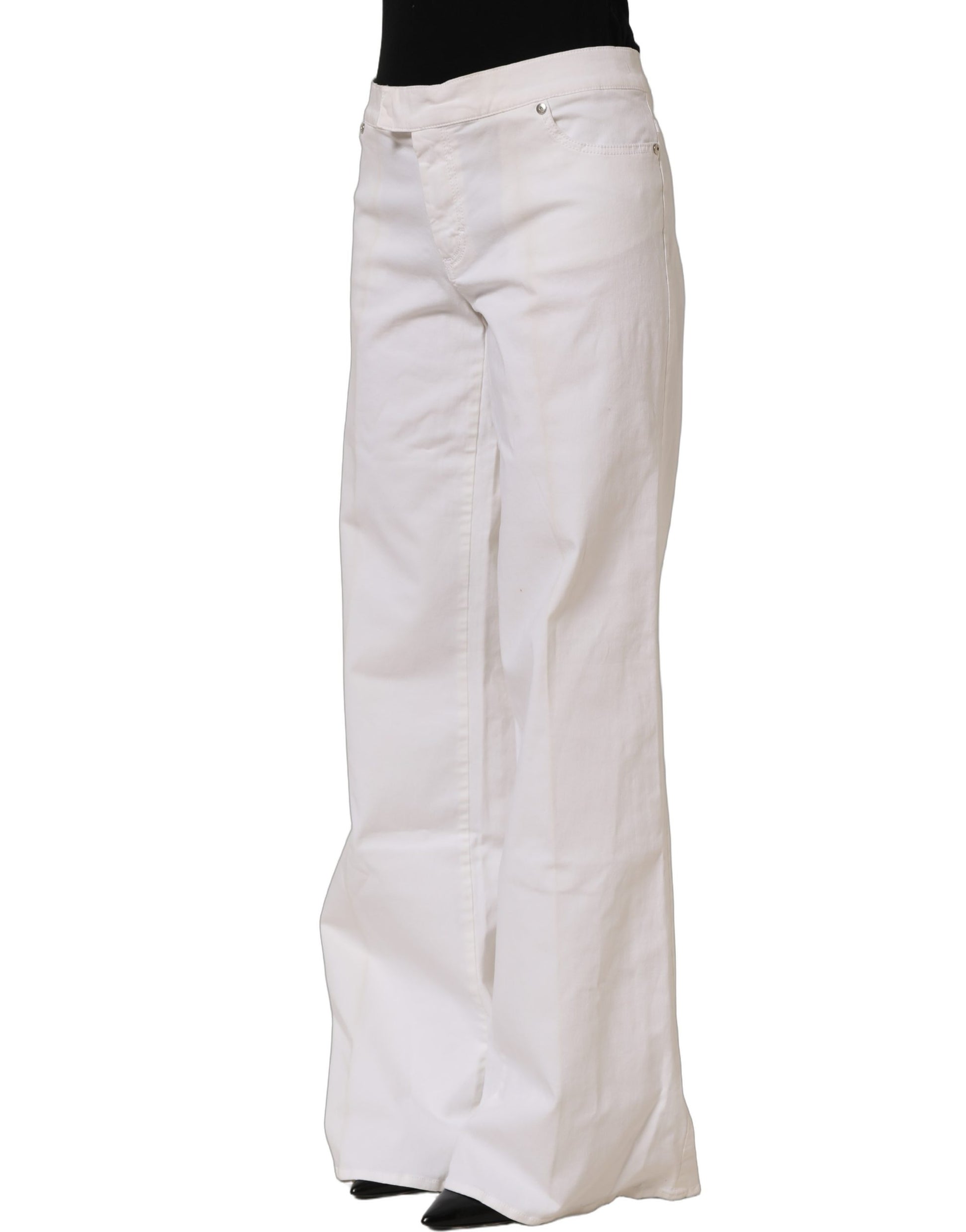 White High Waist Wide Leg Denim Trouser Jeans