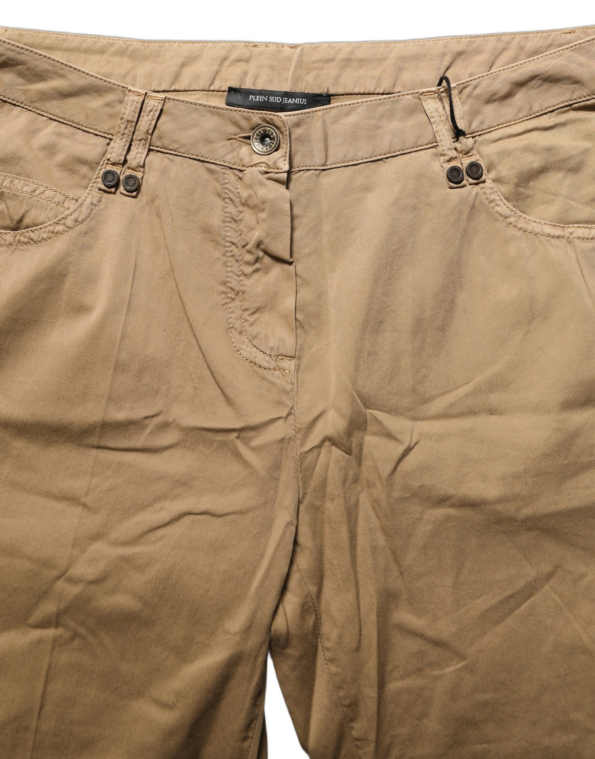 Brown Straight Cotton Stretch Chino Pants