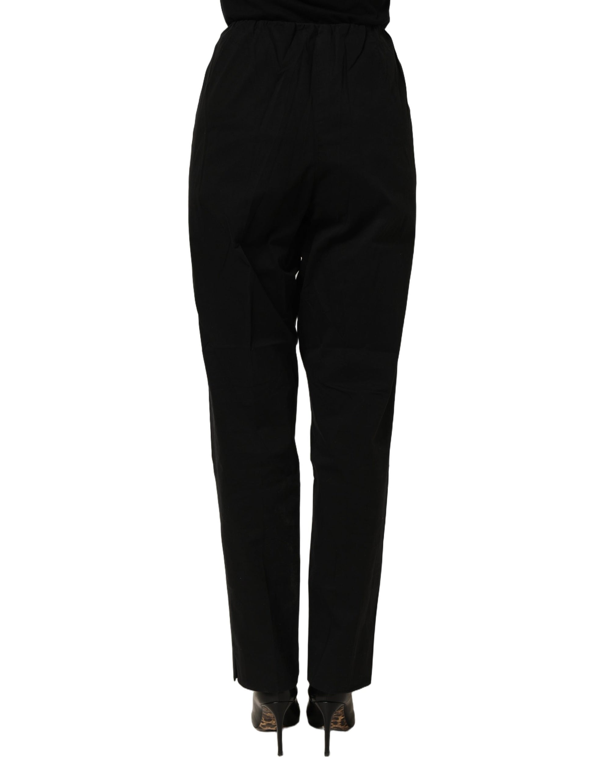 Black High-Waisted Straight Chino Women Trouser Pants
