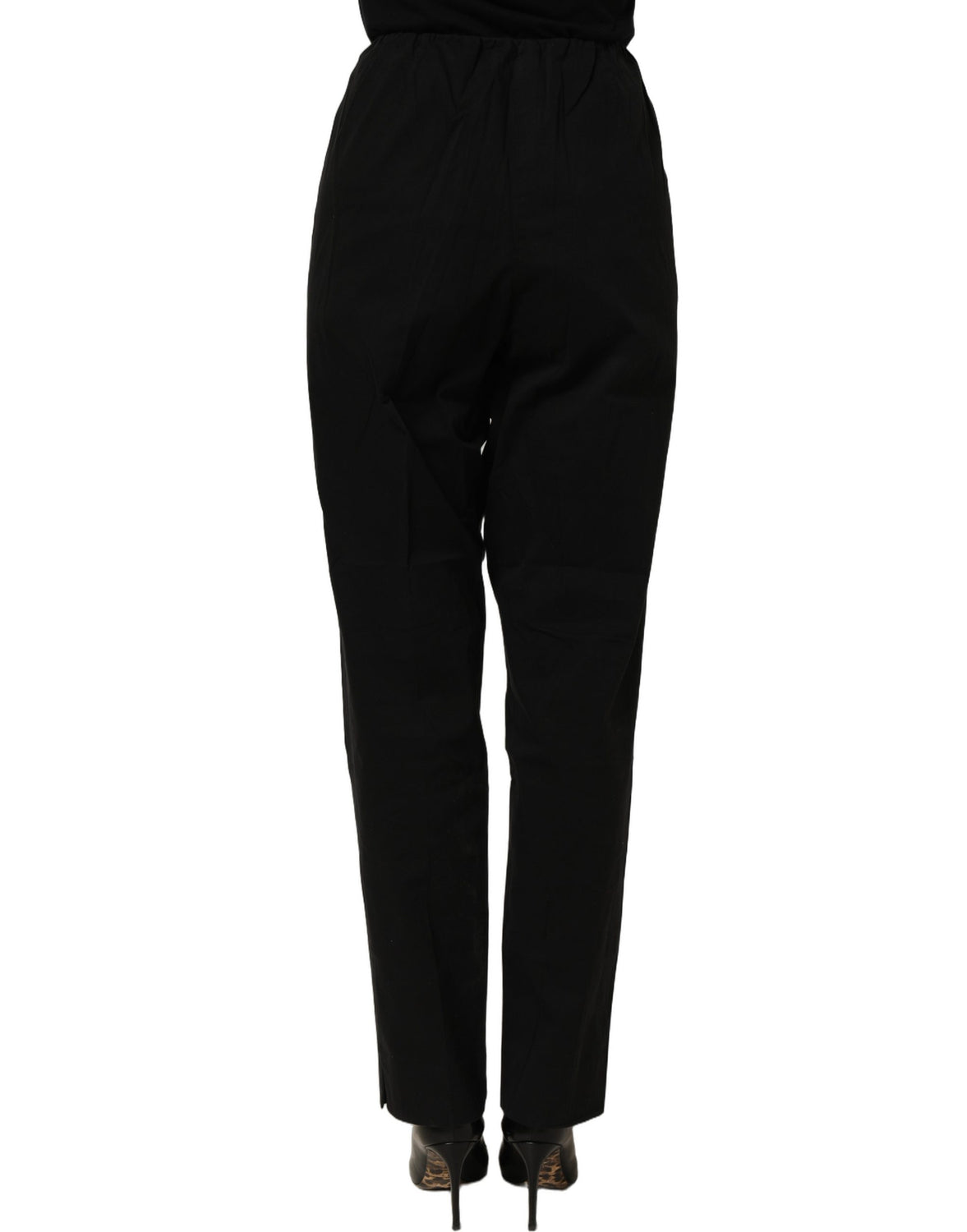 Black High-Waisted Straight Chino Women Trouser Pants