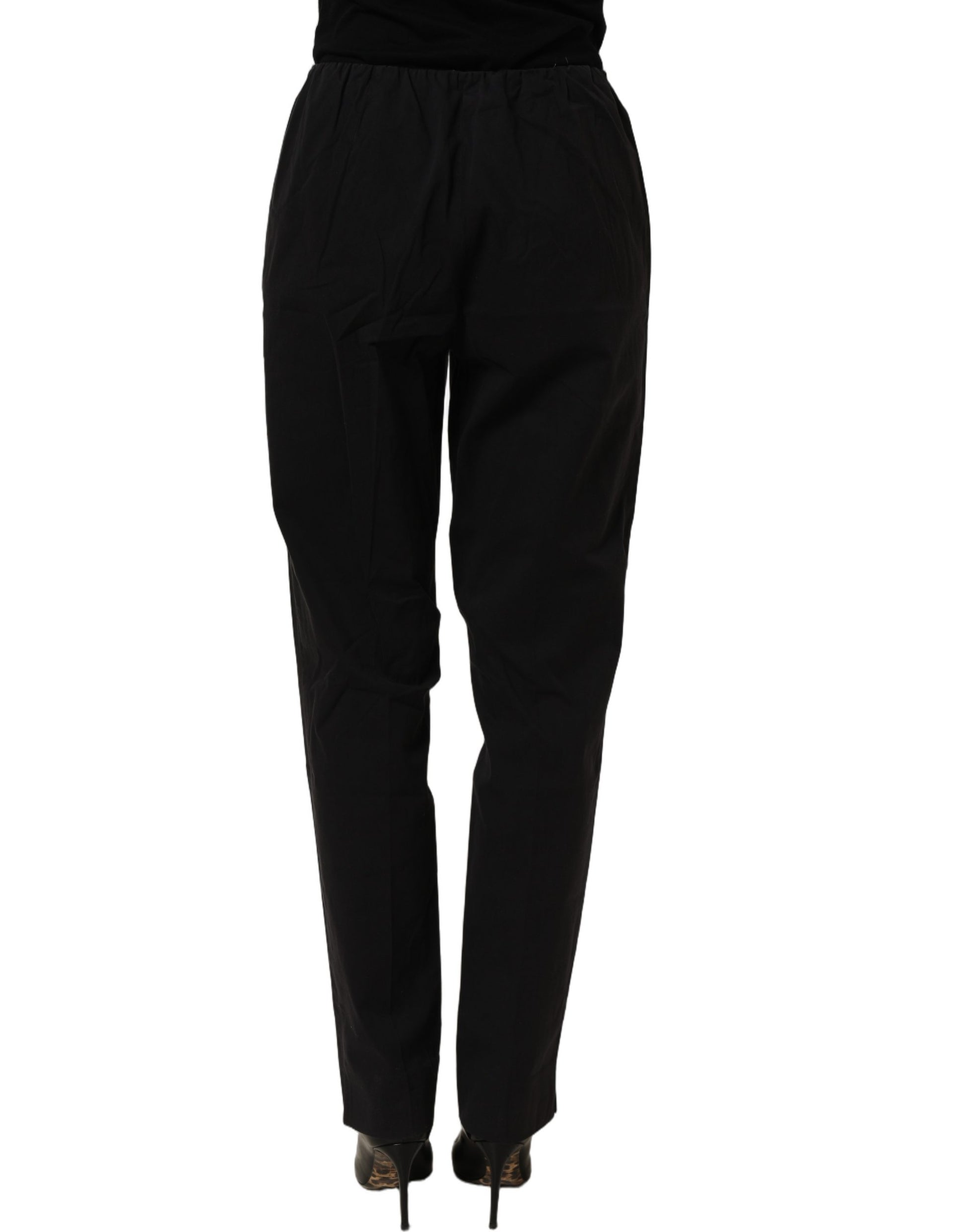 Black High-Waisted Straight Chino Women Trouser Pants