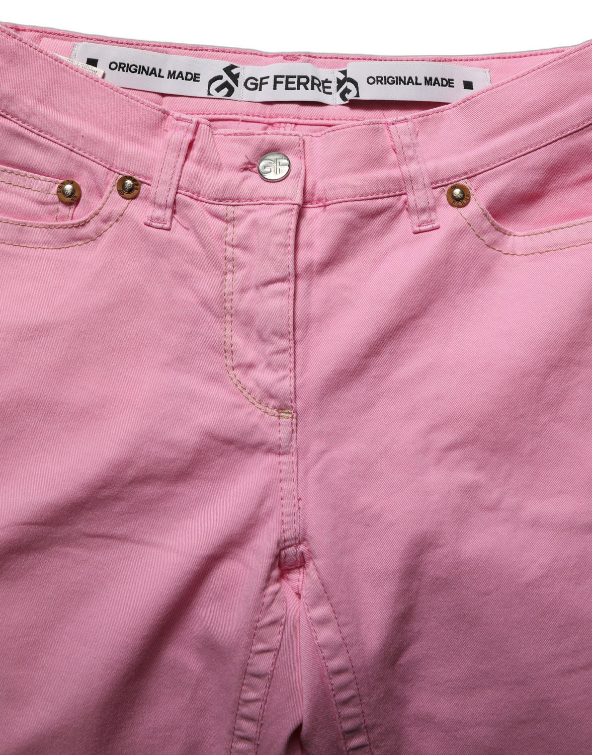 Pink Mid-Waisted Flared Denim Casual Jeans
