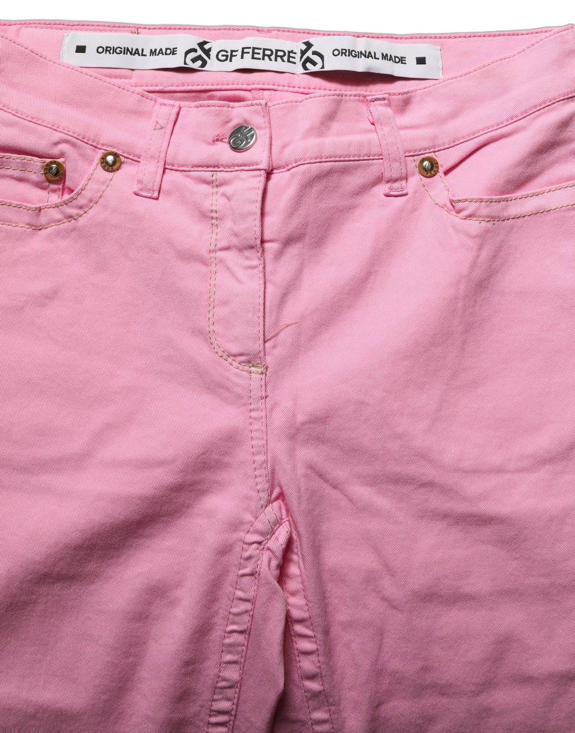 Pink Mid-Waisted Flared Denim Casual Jeans