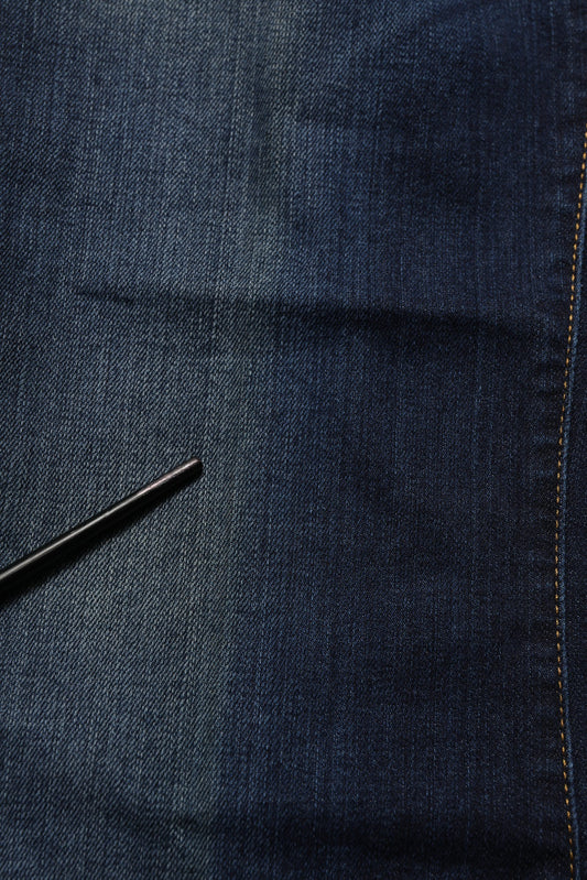 Dark Blue Washed Mid-Waisted Flared Denim Casual Jeans