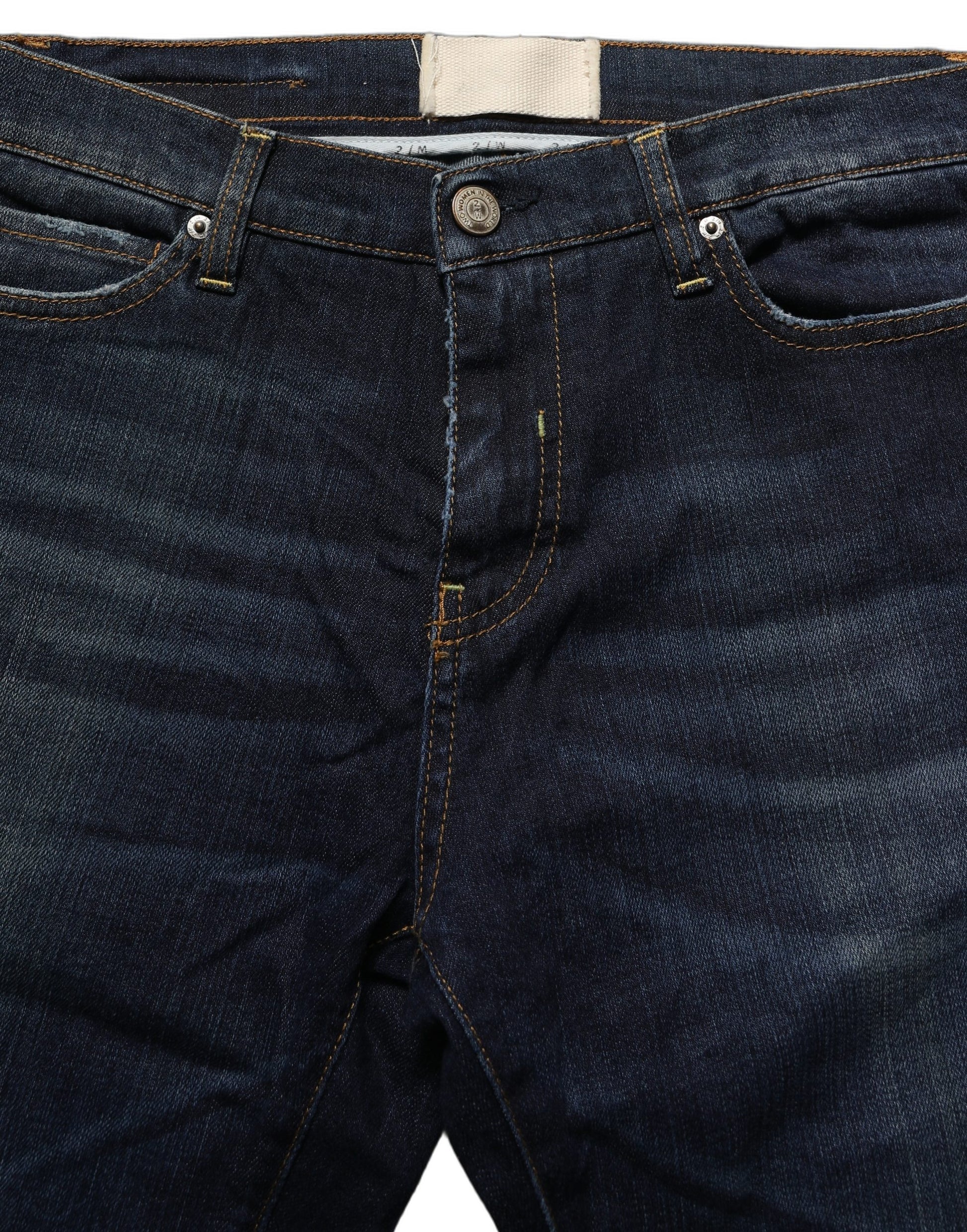 Dark Blue Washed Mid-Waisted Flared Denim Casual Jeans