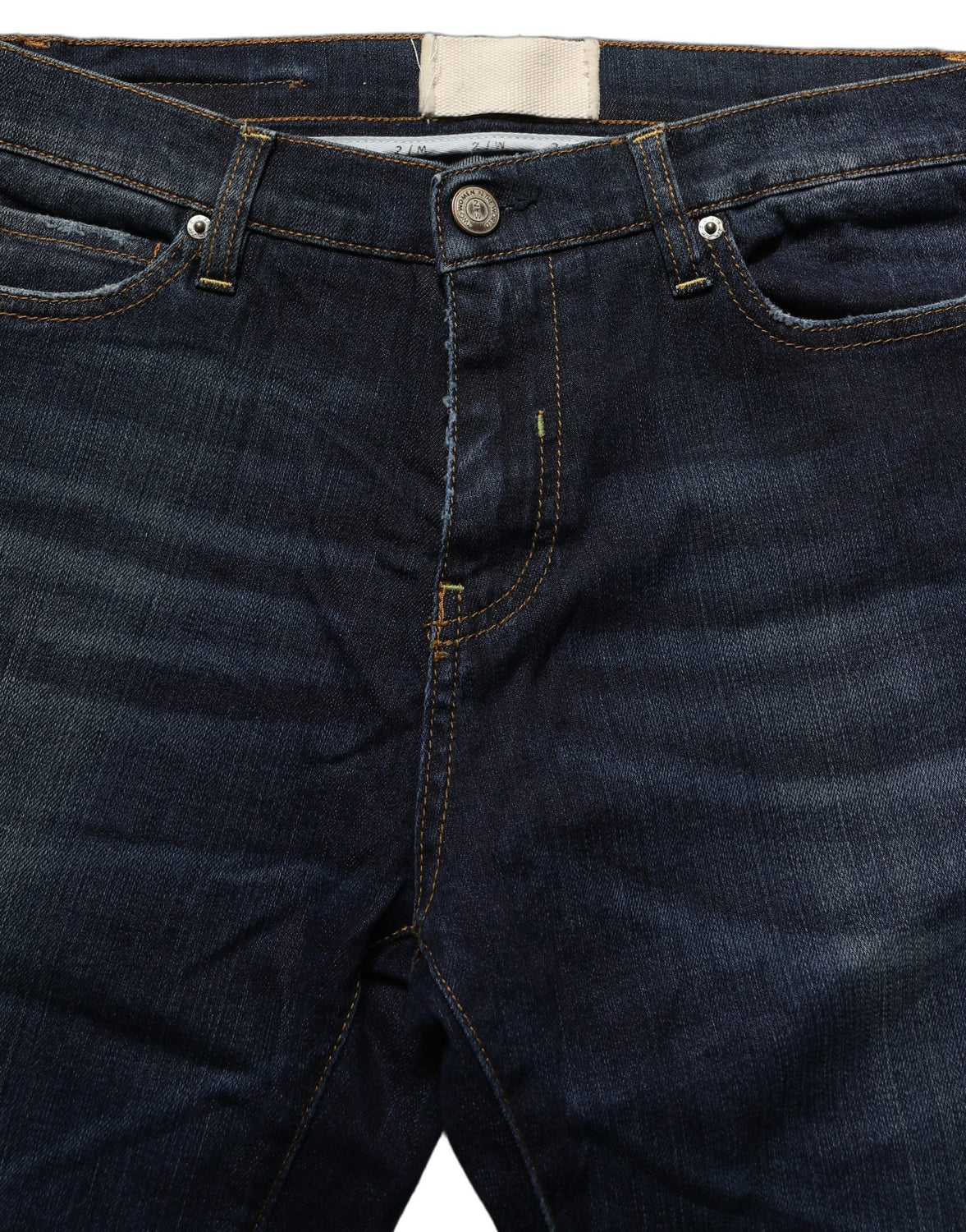 Dark Blue Washed Mid-Waisted Flared Denim Casual Jeans