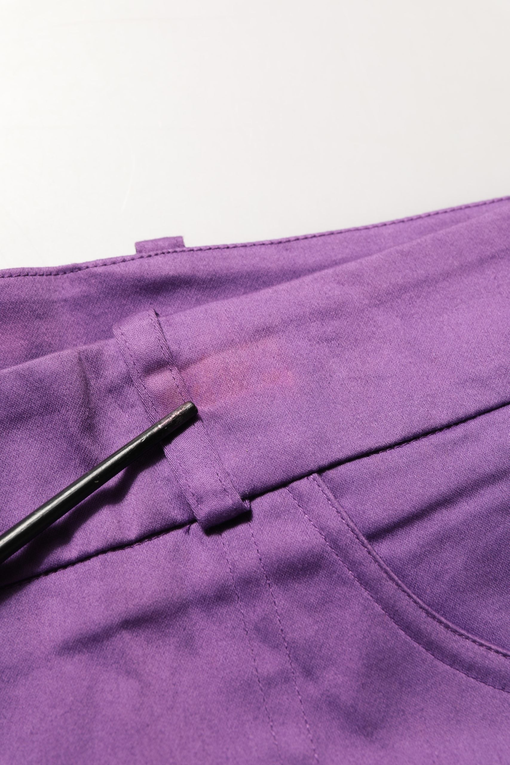 Violet Cotton Stretch High Waist Cropped Trouser Pants