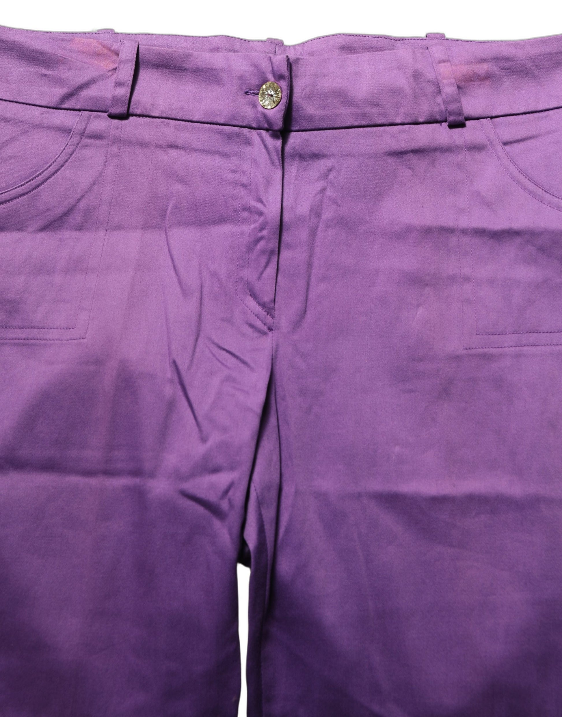 Violet Cotton Stretch High Waist Cropped Trouser Pants