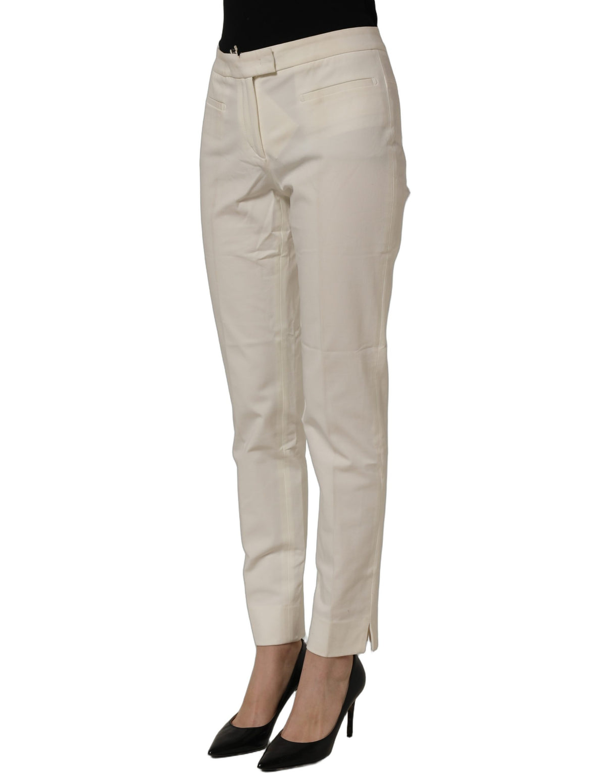 Off White MidWaist Tapered Women Chino Trouser Pants