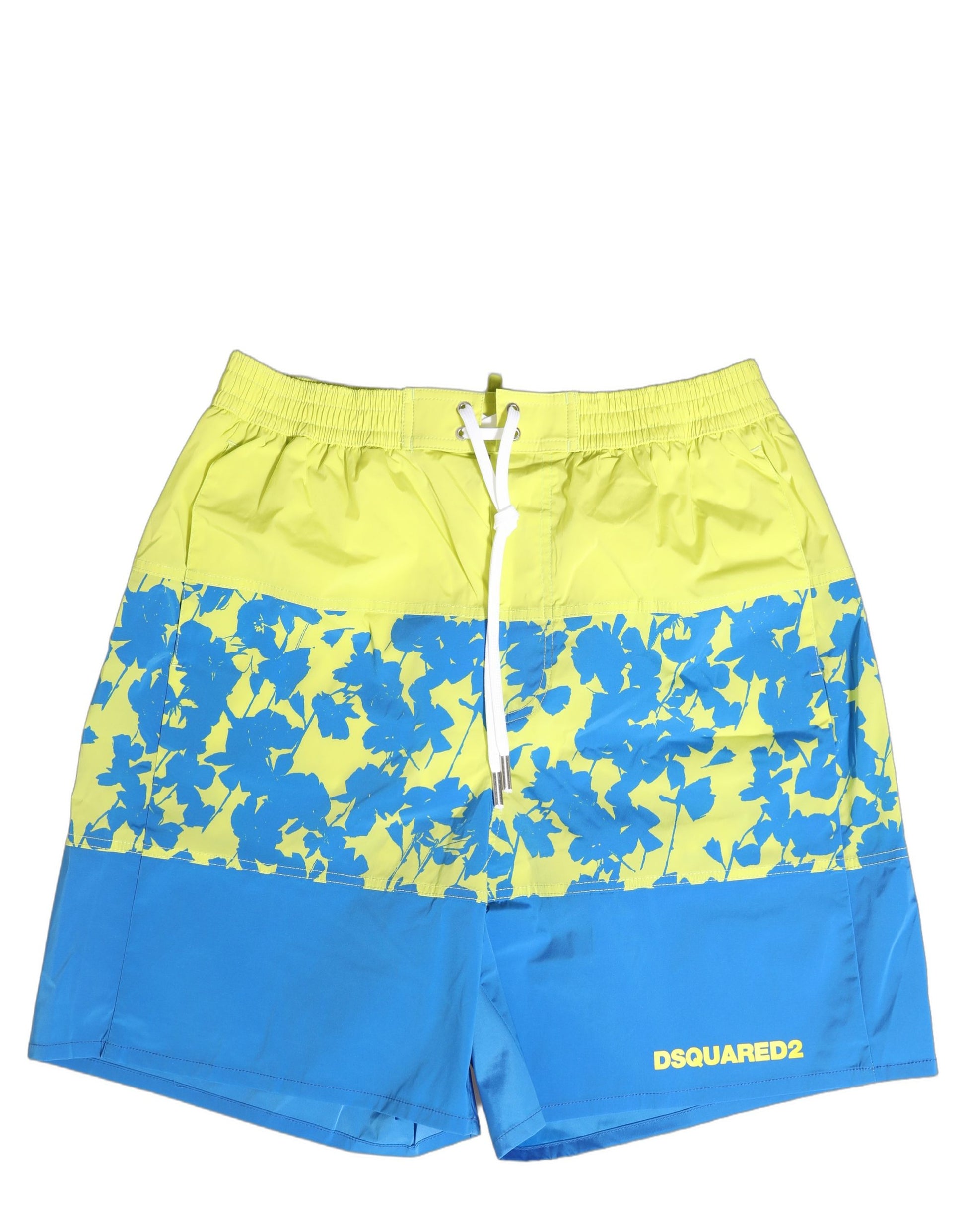 Blue Yellow Floral Boxer Shorts Beachwear Swimwear