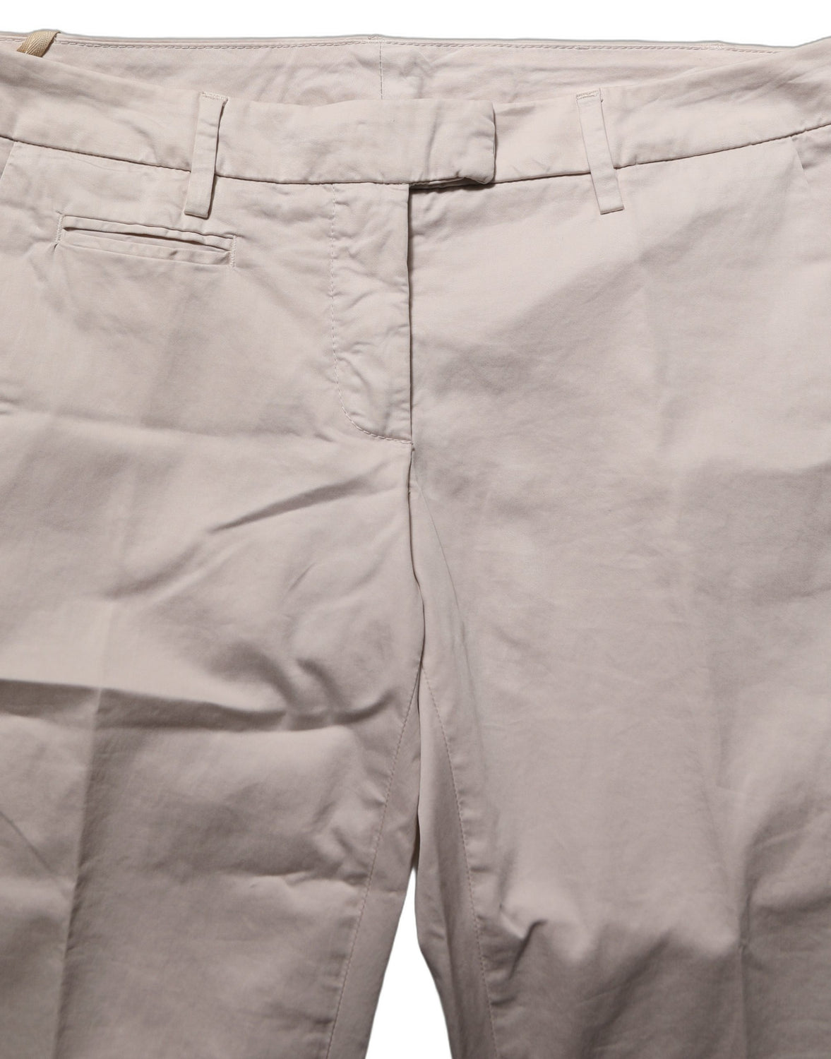 Beige Low Waist Tapered Women Cropped Trousers Pants
