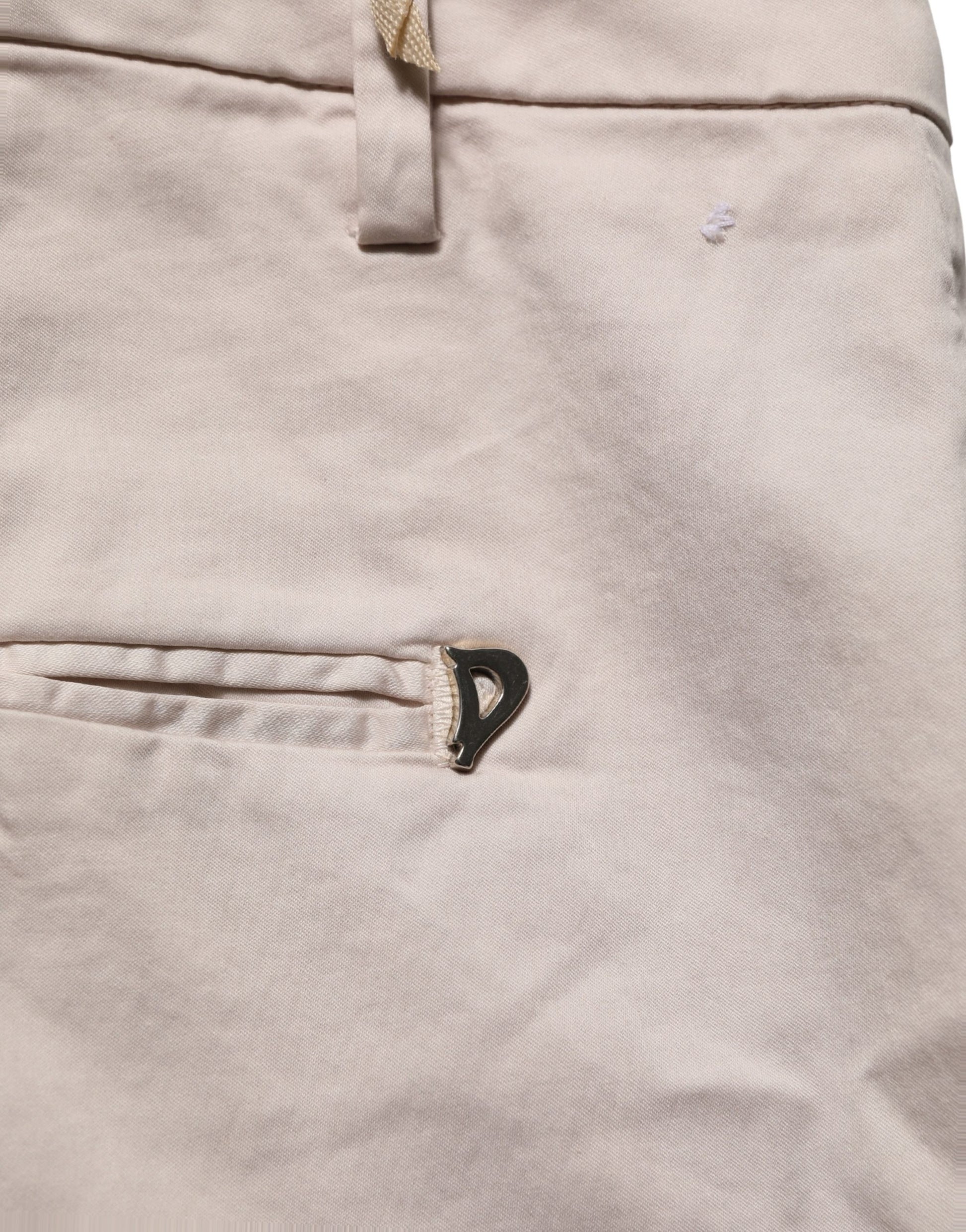 Beige Low Waist Tapered Women Cropped Trousers Pants