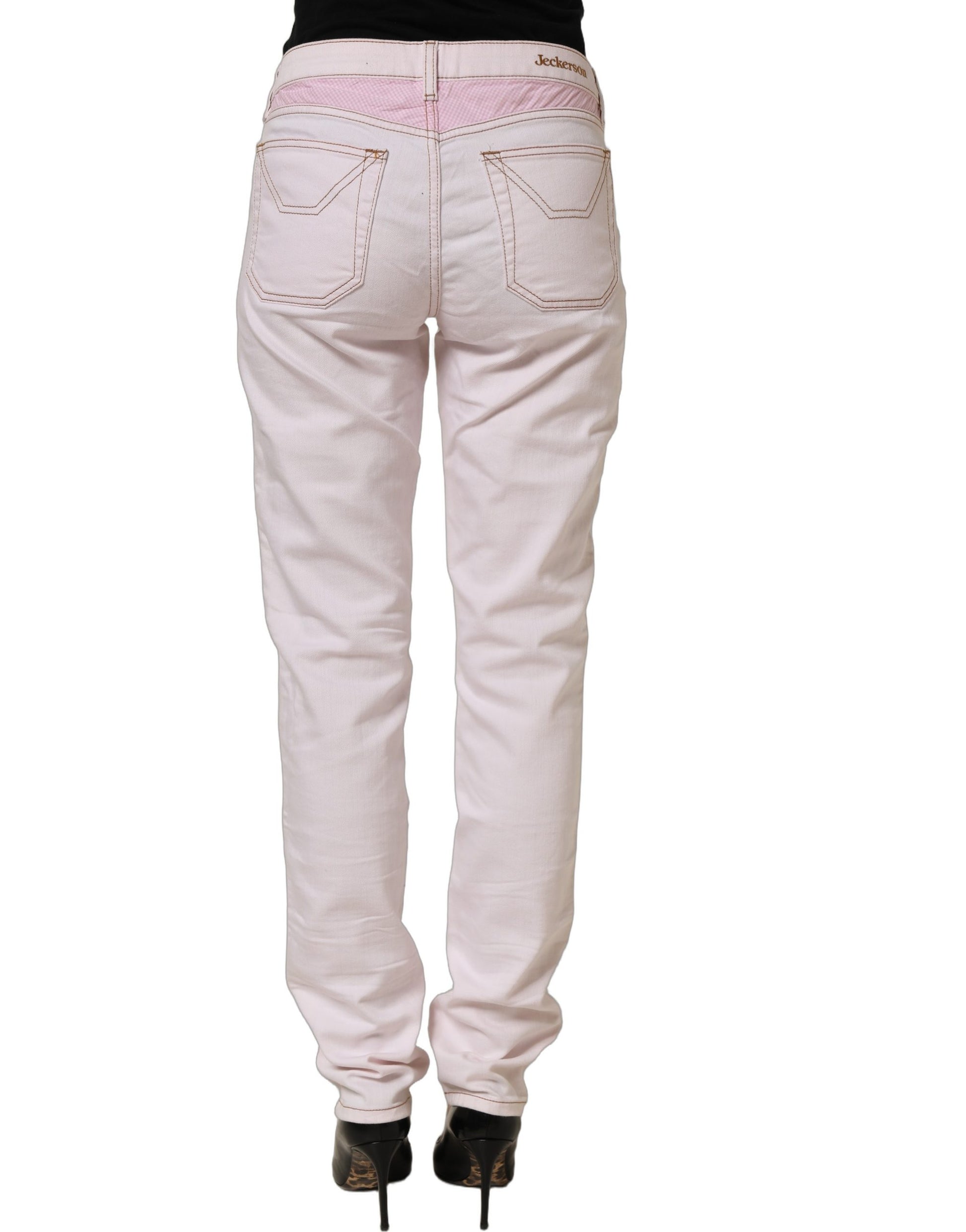 Light Pink Cotton Mid Waist Denim Trouser Jeans