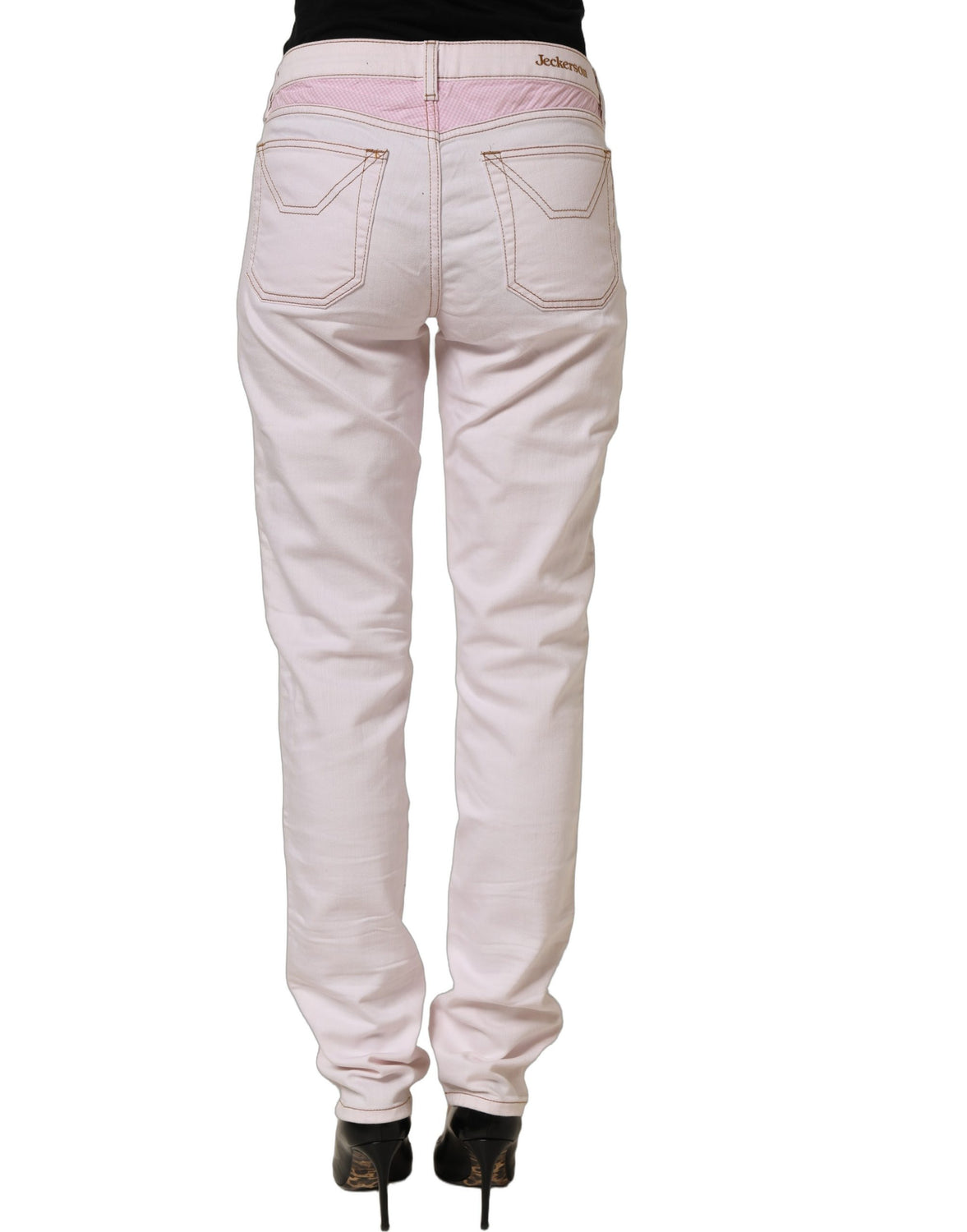 Light Pink Cotton Mid Waist Denim Trouser Jeans