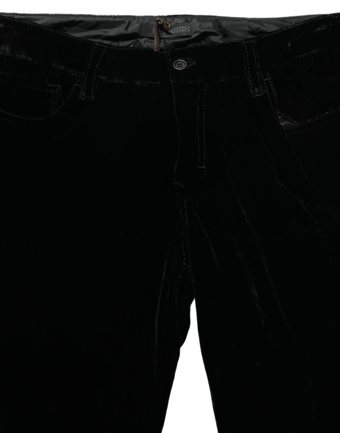 Black Viscose Blend Velvet Slim Fit Pants