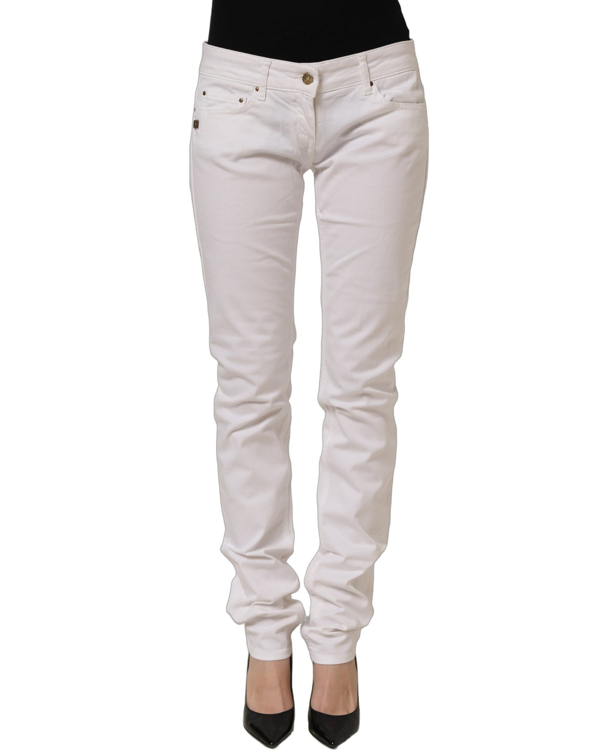 White Cotton Stretch Skinny Denim Jeans