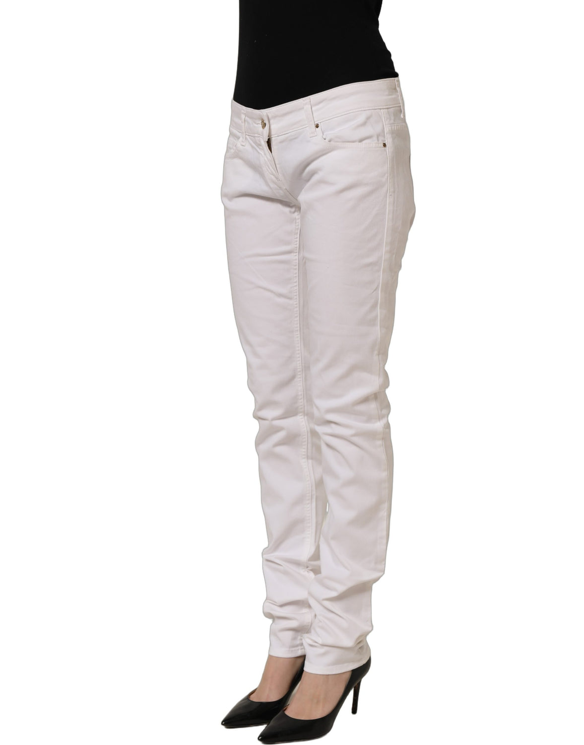White Cotton Stretch Skinny Denim Jeans