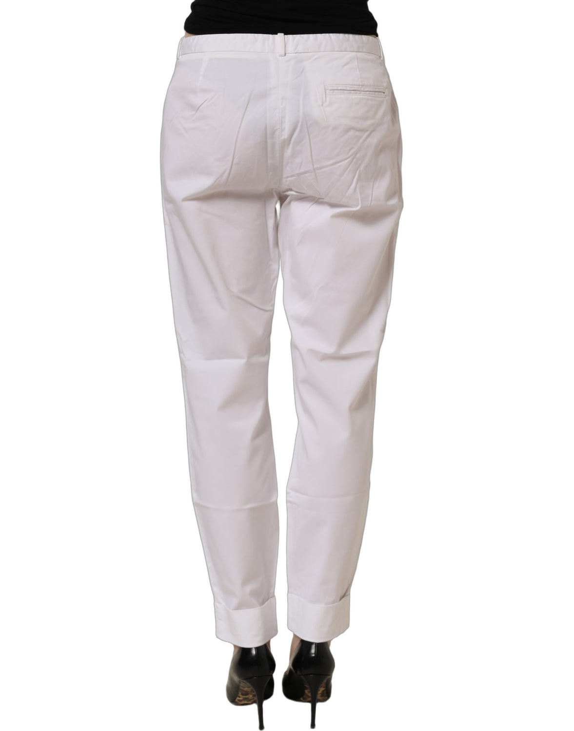 White Low Waist Straight Formal Trouser Pants