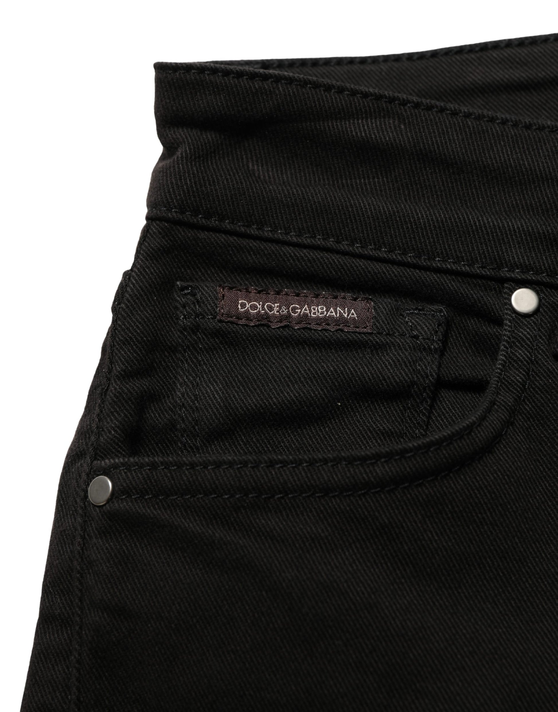 Black Cotton Stretch Skinny Denim Jeans