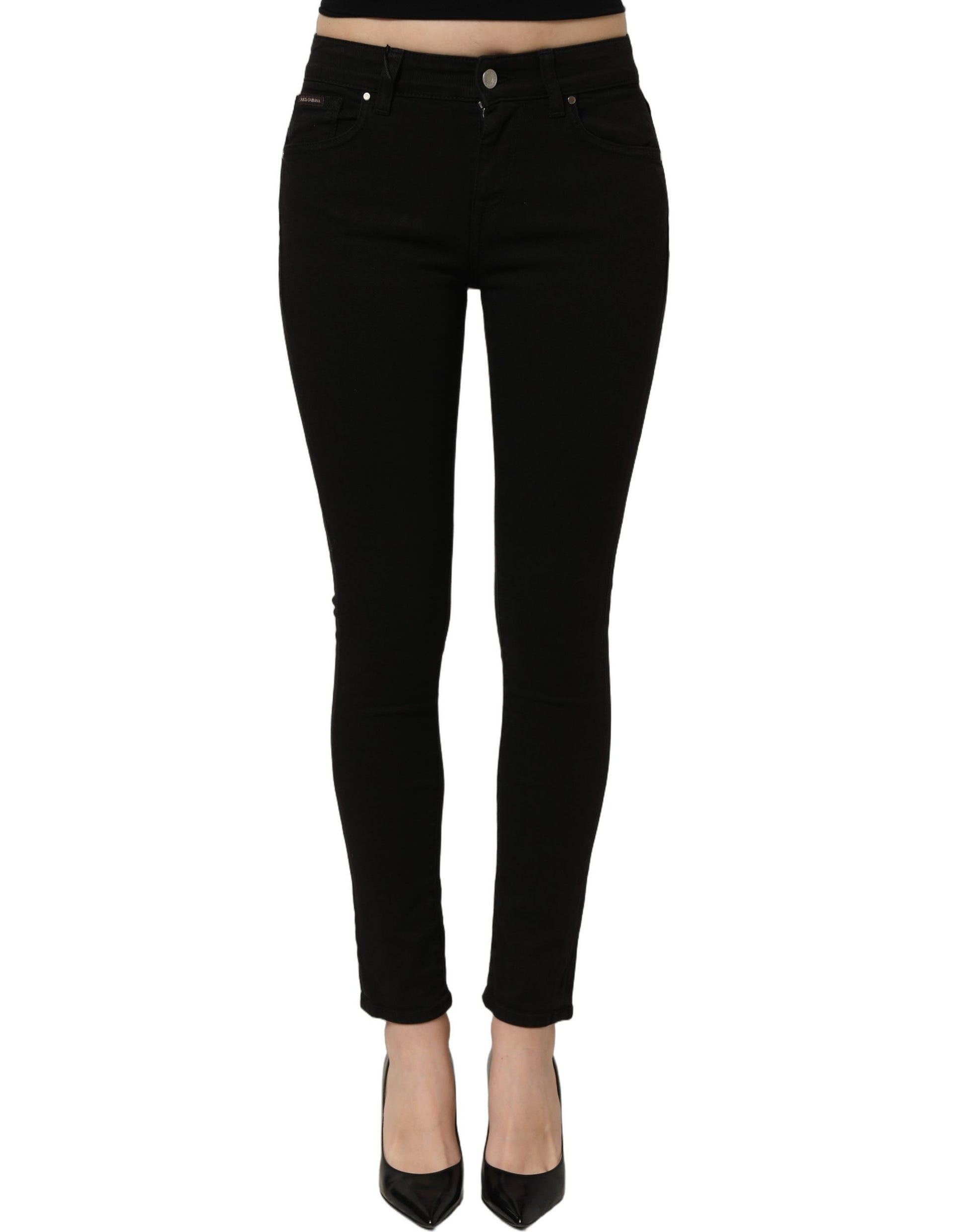 Black Cotton Stretch Skinny Denim Jeans