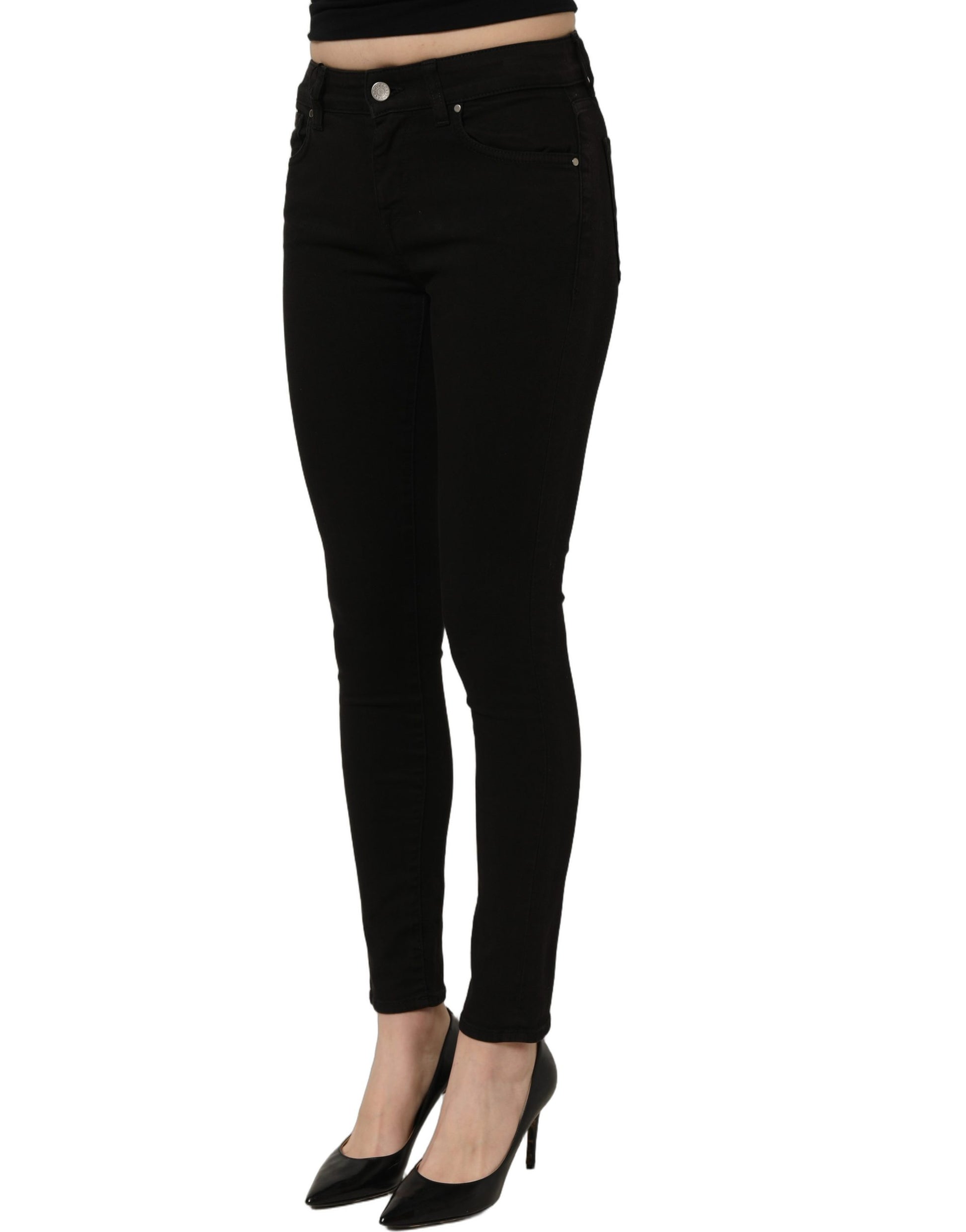 Black Cotton Stretch Skinny Denim Jeans
