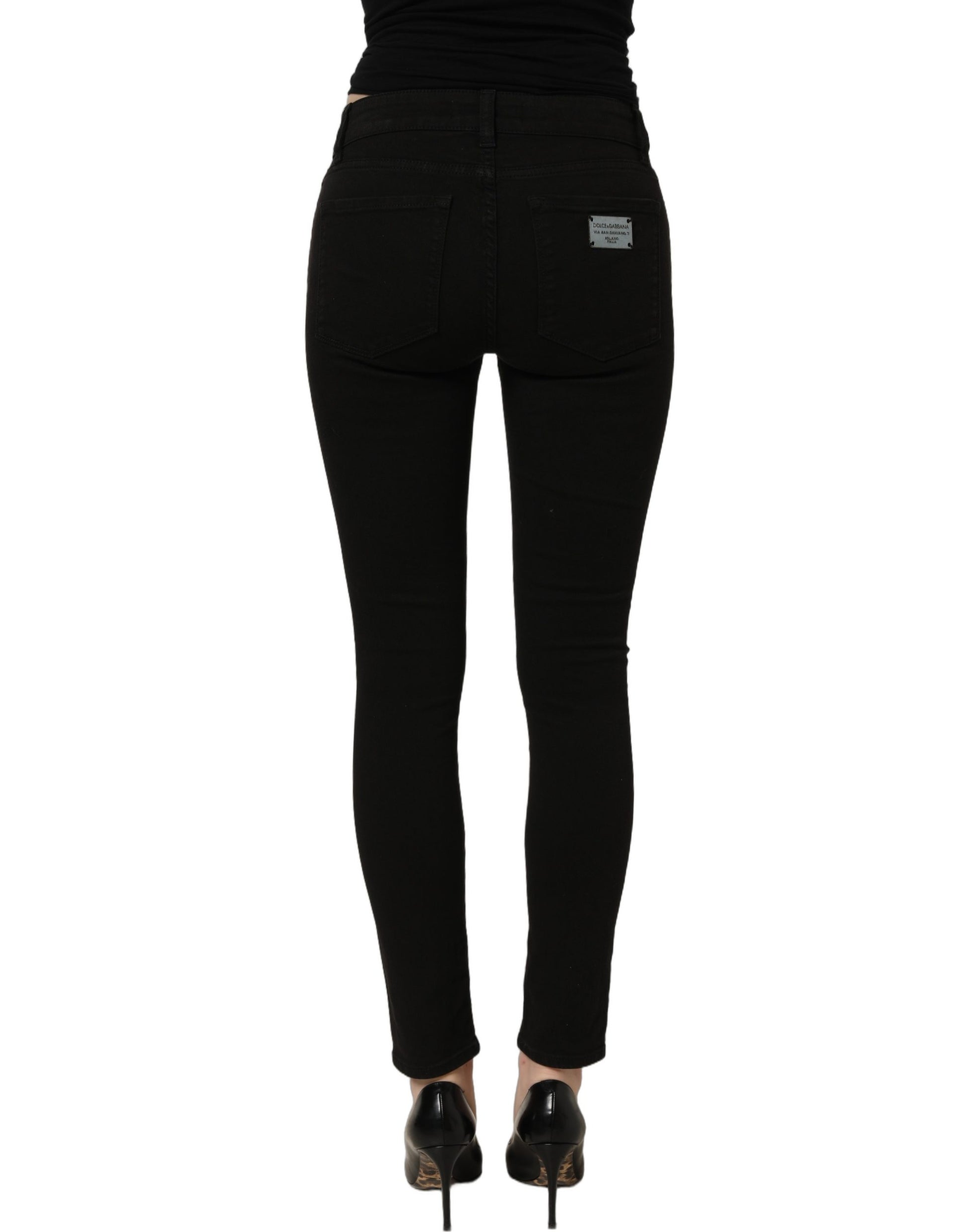 Black Cotton Stretch Skinny Denim Jeans