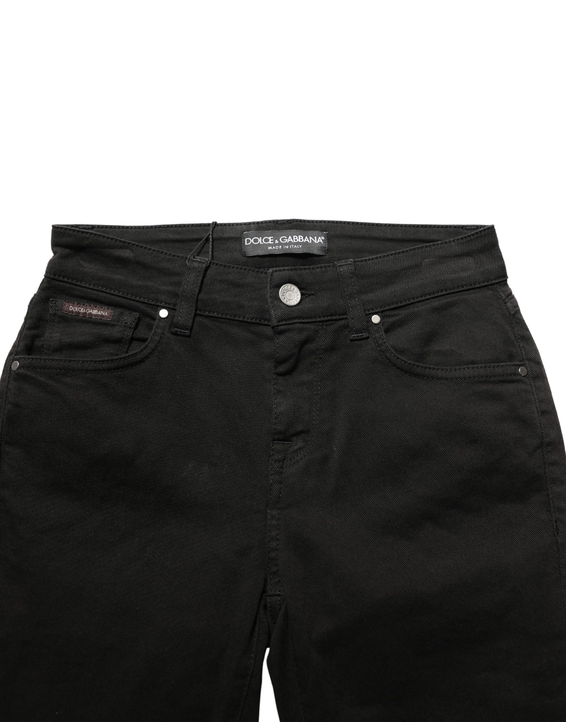 Black Cotton Stretch Skinny Denim Jeans
