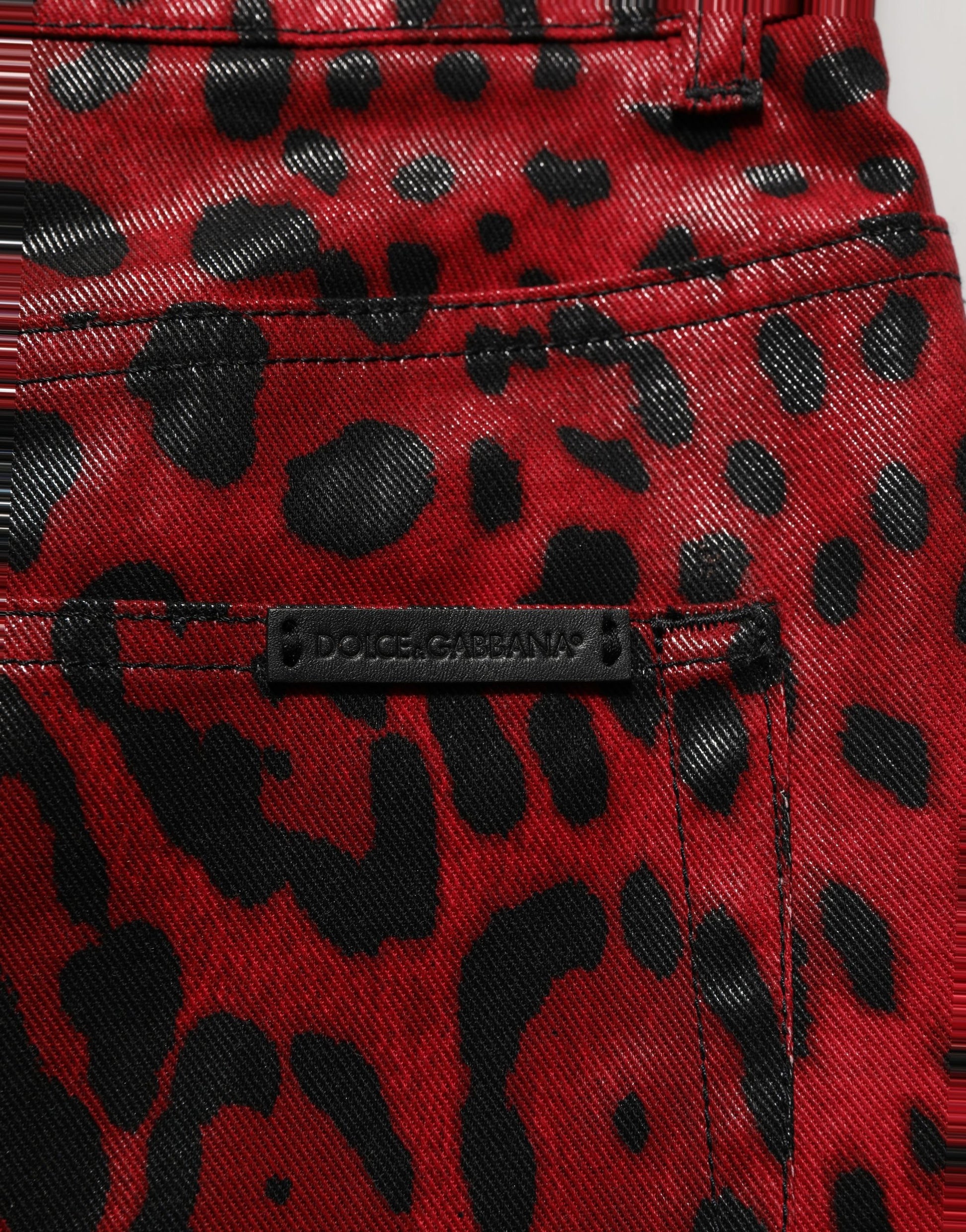 Red Leopard Cotton 5 Pockets Trouser Jeans